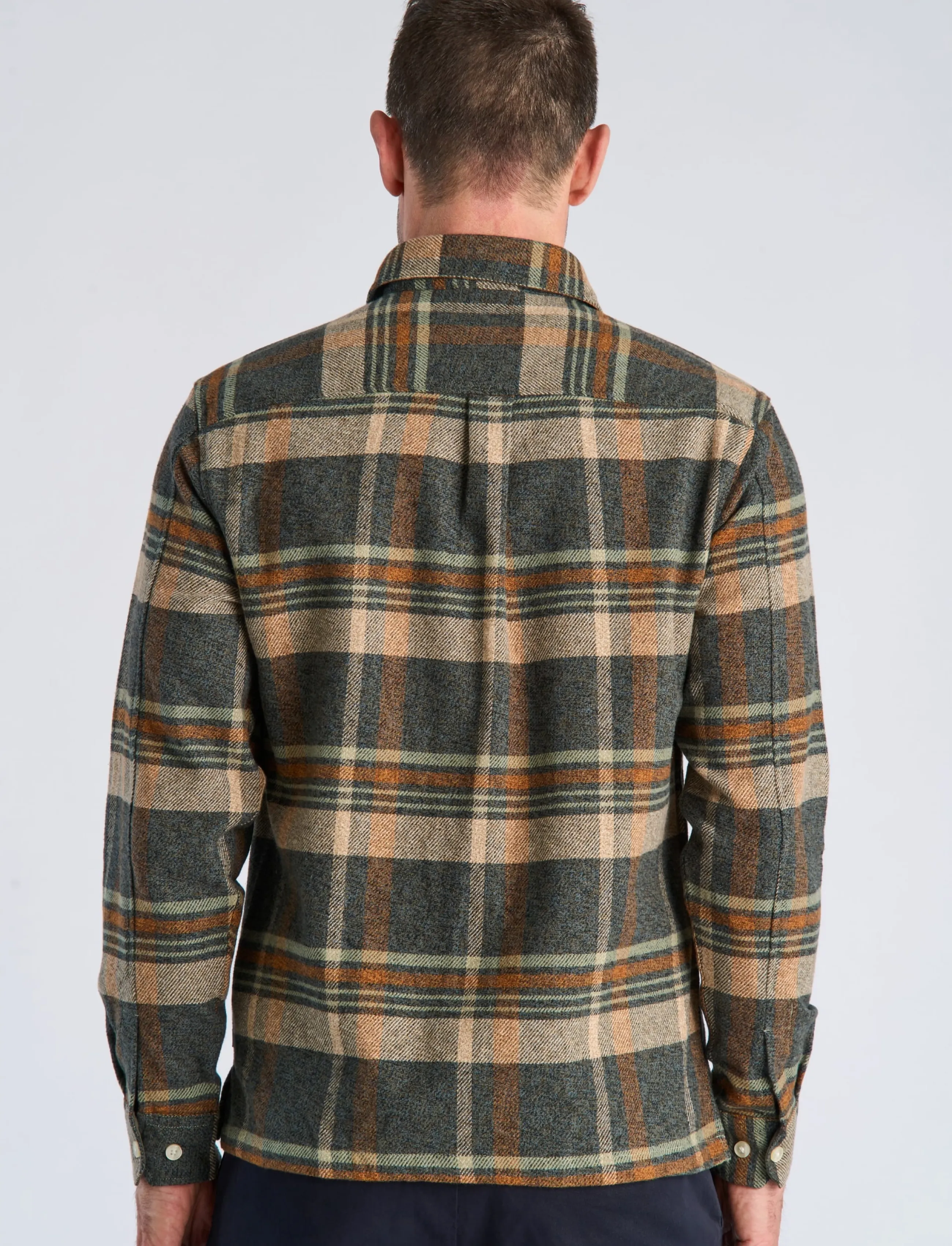 Bison - Twill check heavy shirt L/S - dk sand - 3