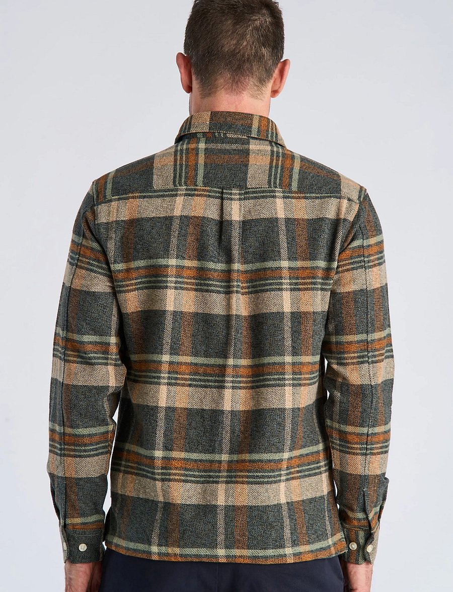 Bison - Twill check heavy shirt L/S - dk sand - 3