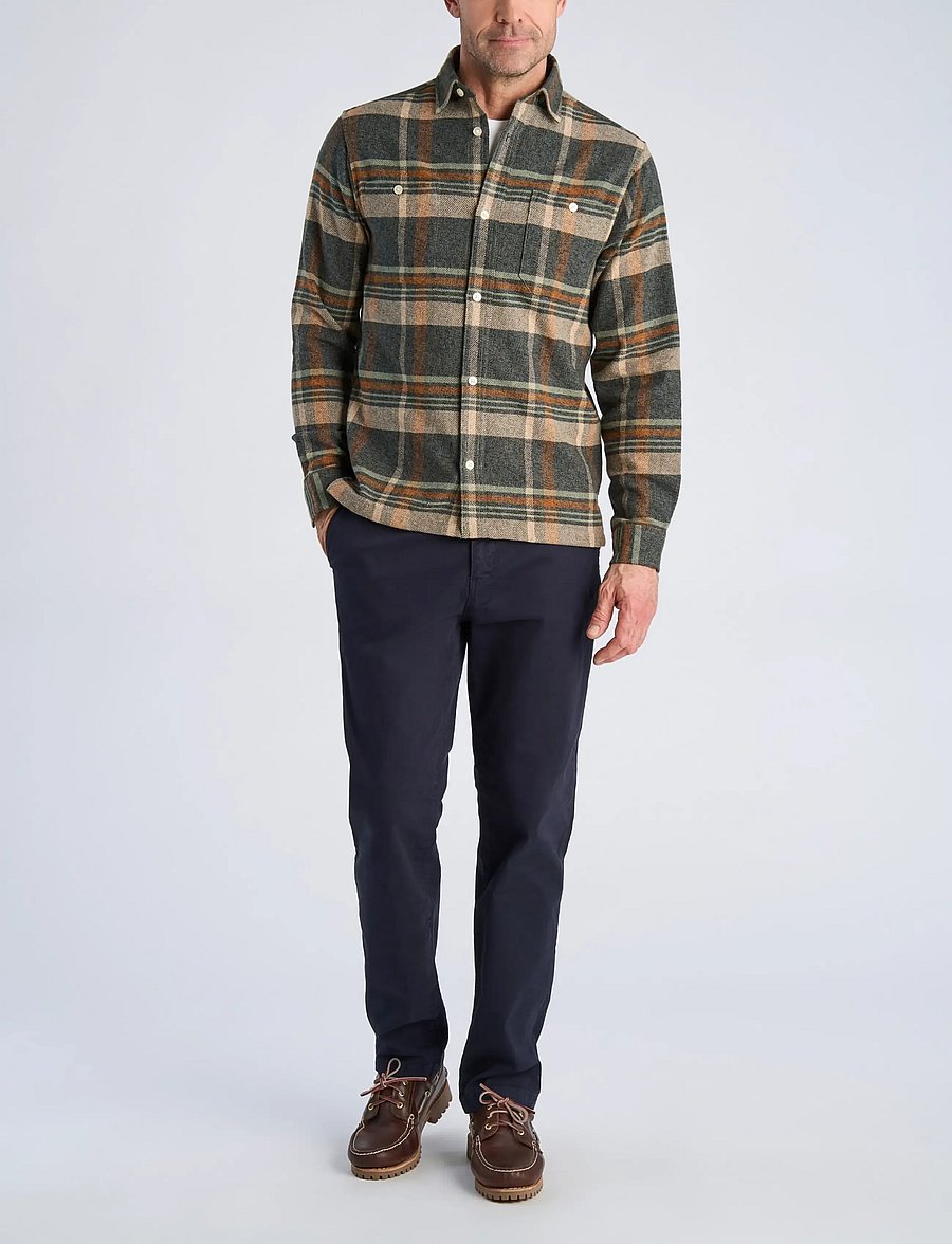 Bison - Twill check heavy shirt L/S - dk sand - 4