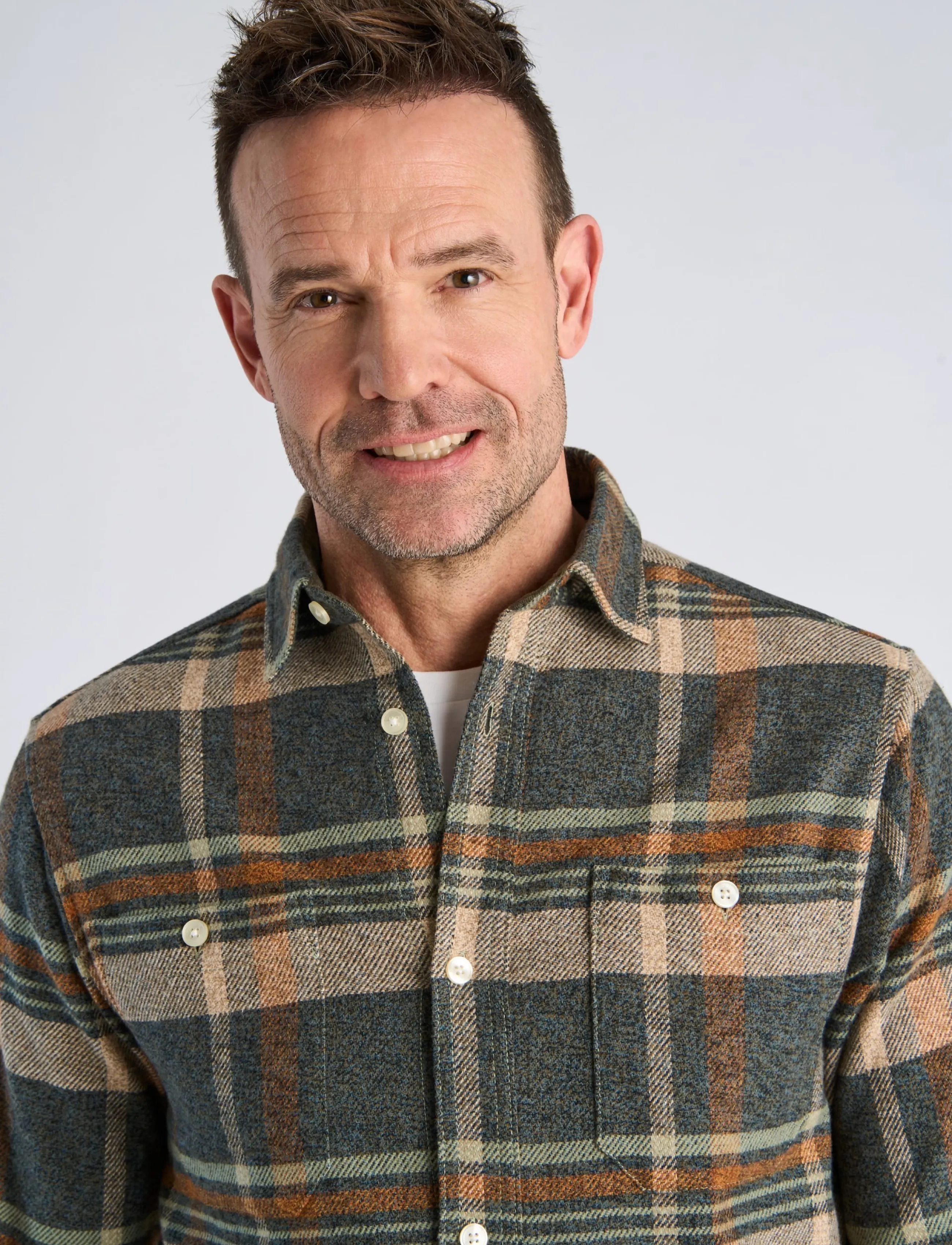 Bison - Twill check heavy shirt L/S - dk sand - 5