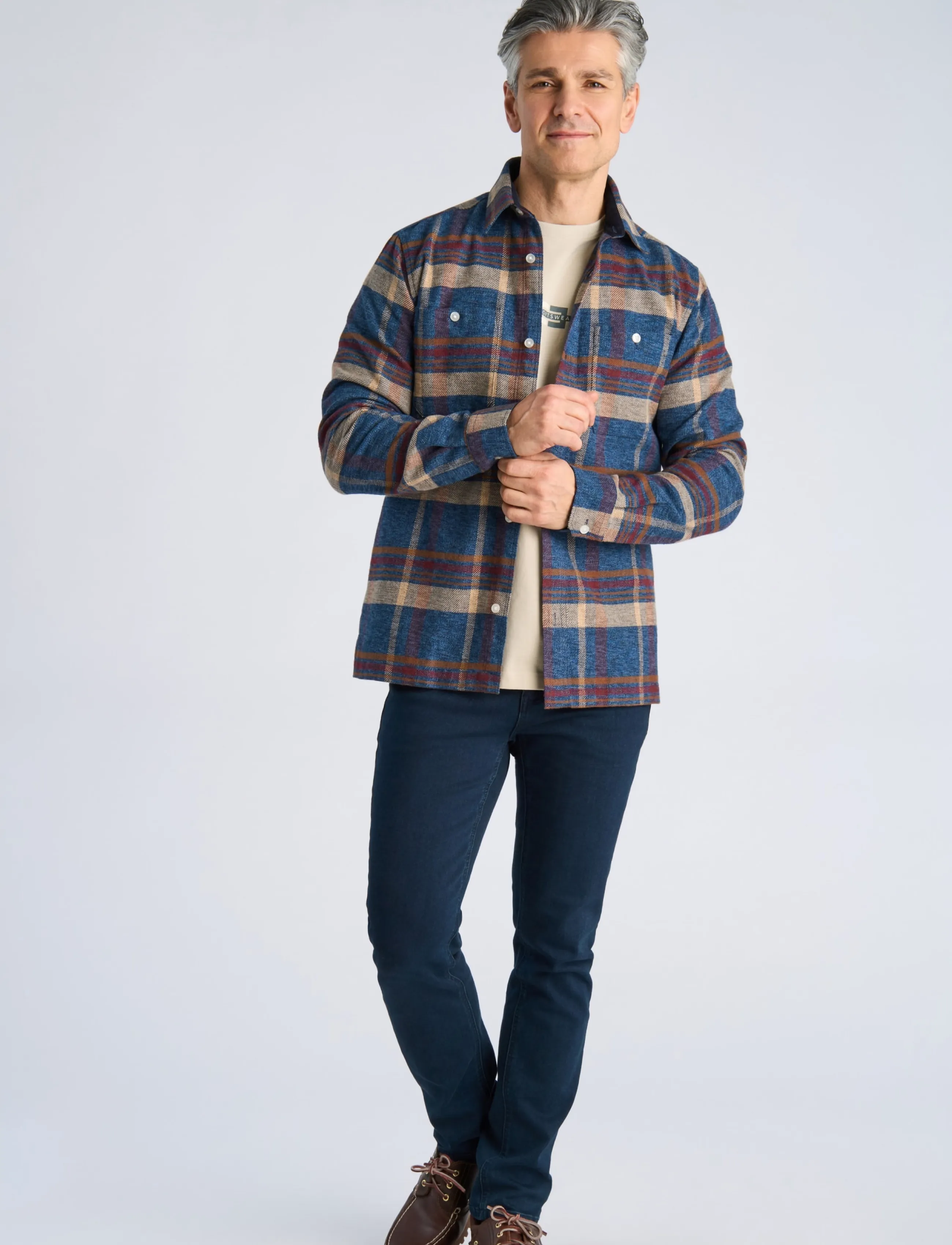 Bison - Twill check heavy shirt L/S - karierte hemden - navy - 3