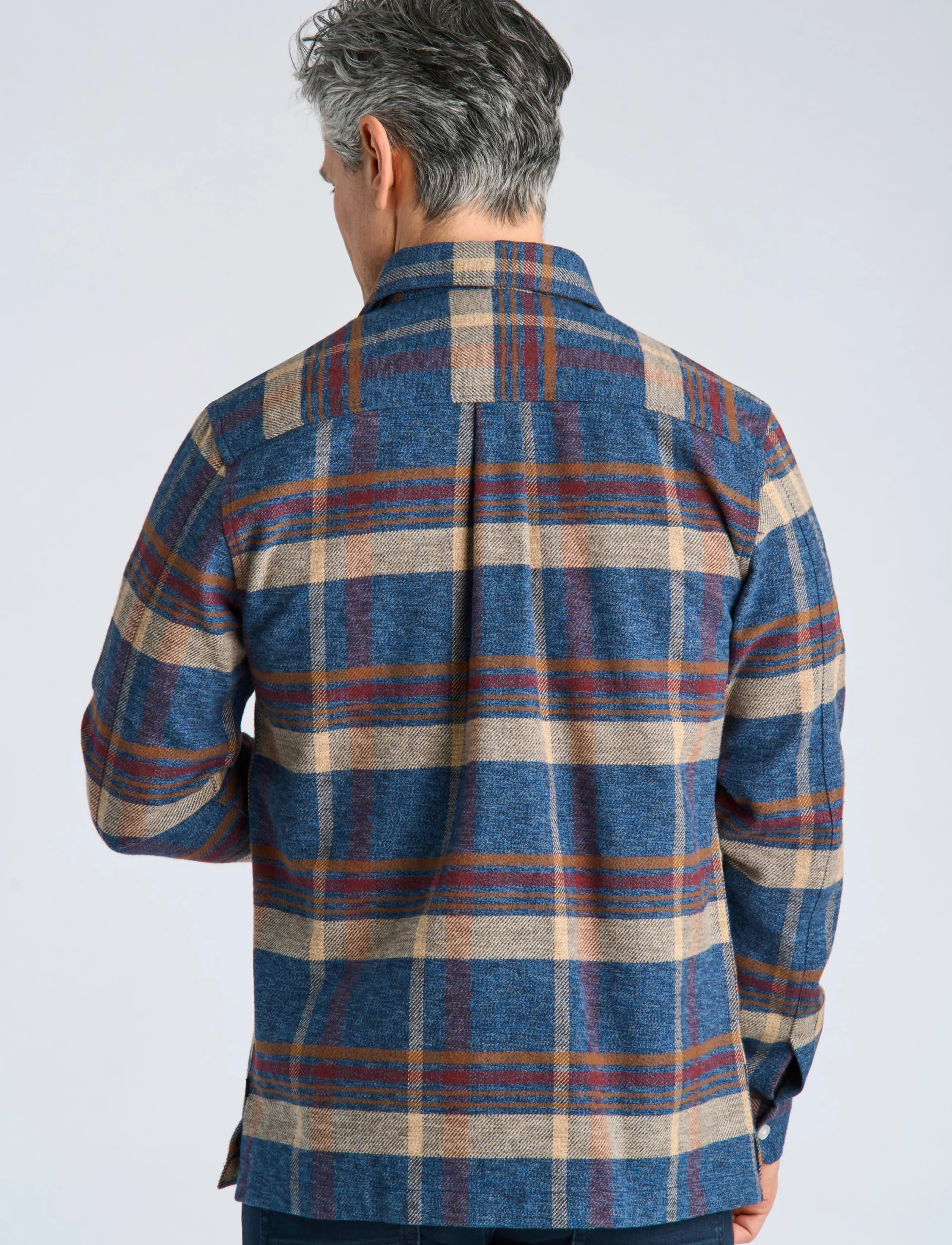 Bison - Twill check heavy shirt L/S - karierte hemden - navy - 4