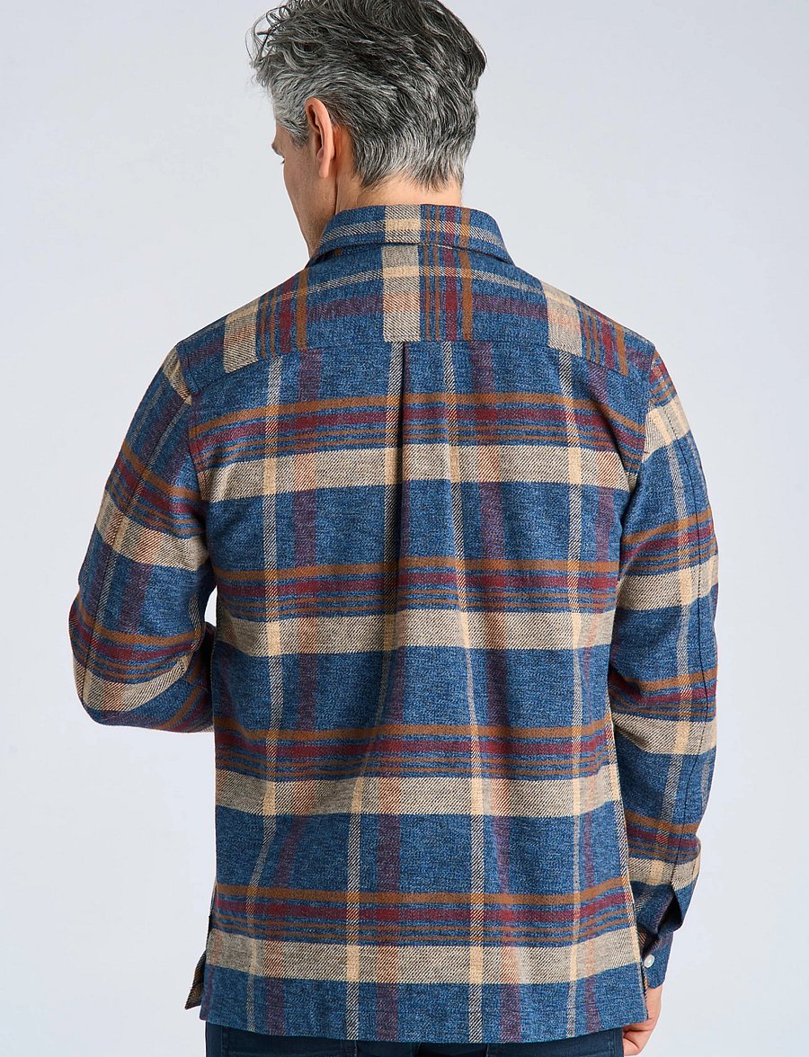 Bison - Twill check heavy shirt L/S - karierte hemden - navy - 4