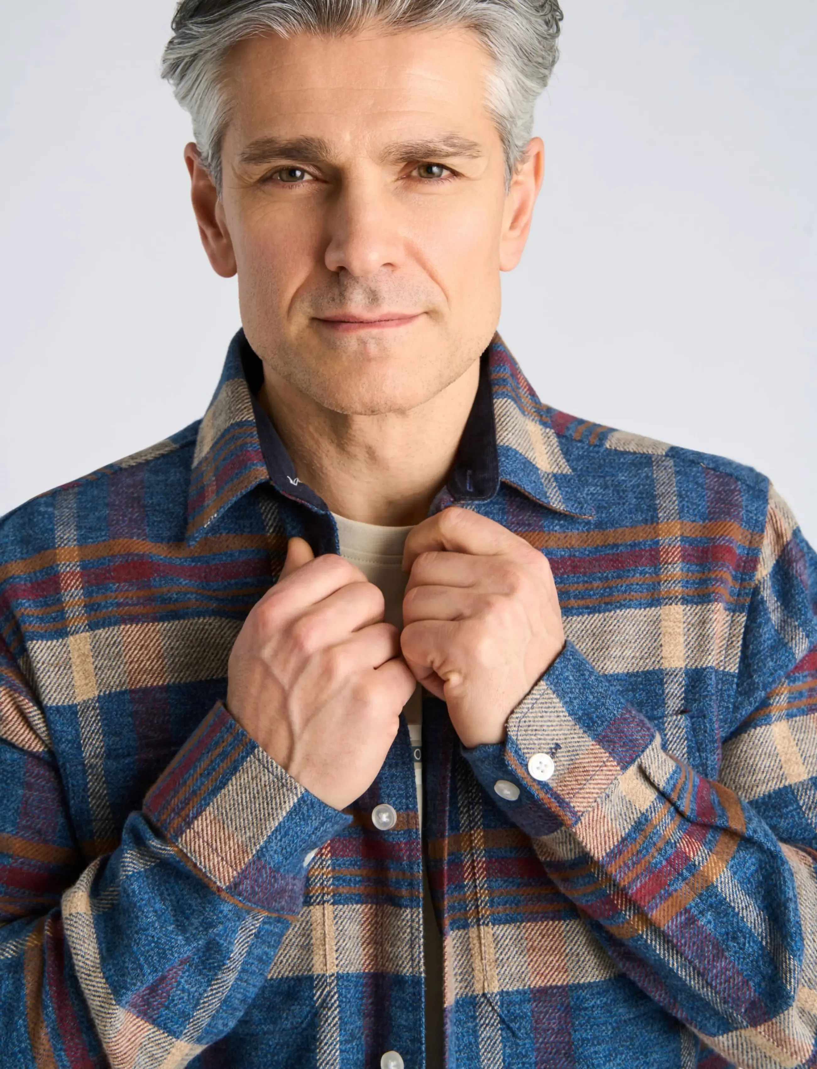 Bison - Twill check heavy shirt L/S - karierte hemden - navy - 5