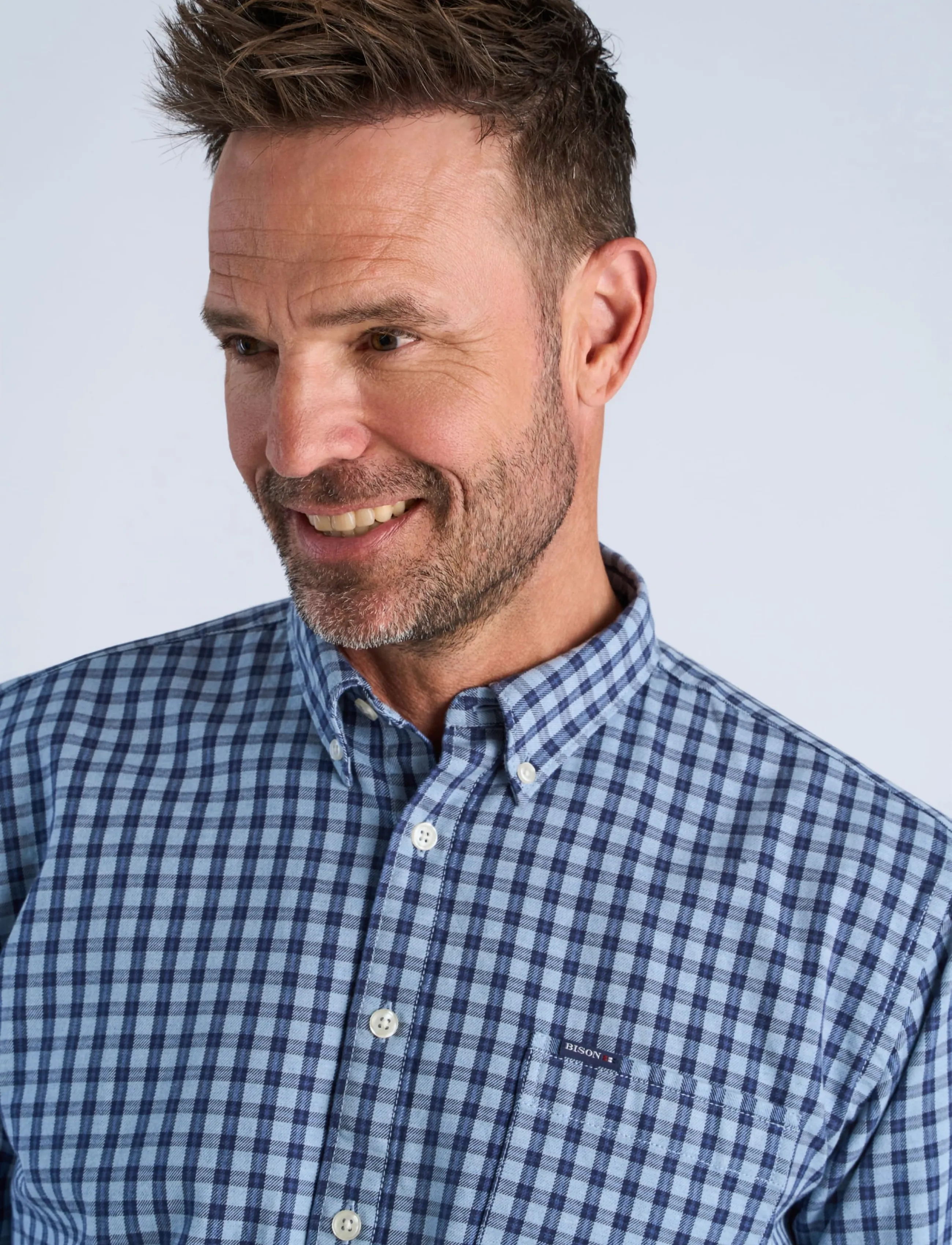 Bison - Checked shirt L/S - blue - 4