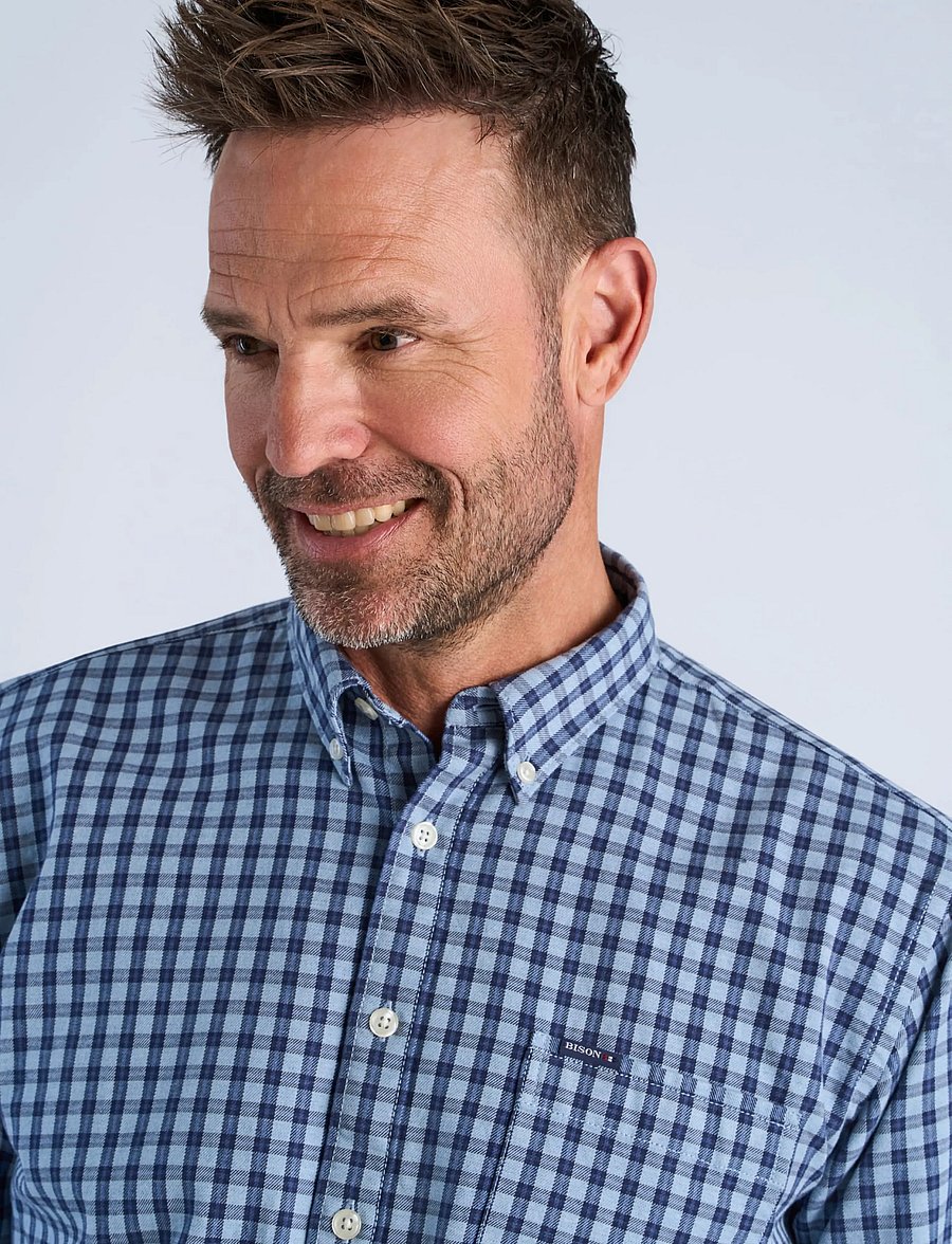 Bison - Checked shirt L/S - blue - 4
