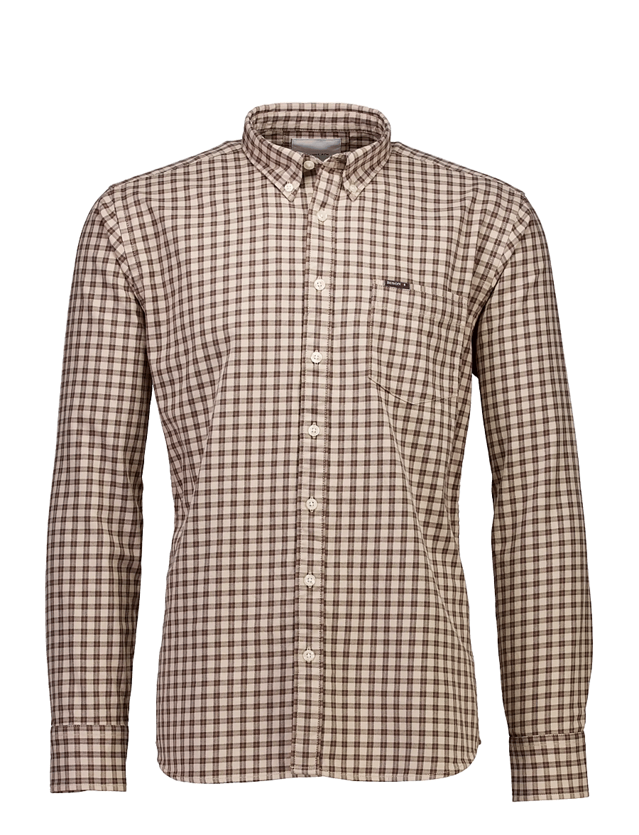 Bison - Checked shirt L/S - camel - 1
