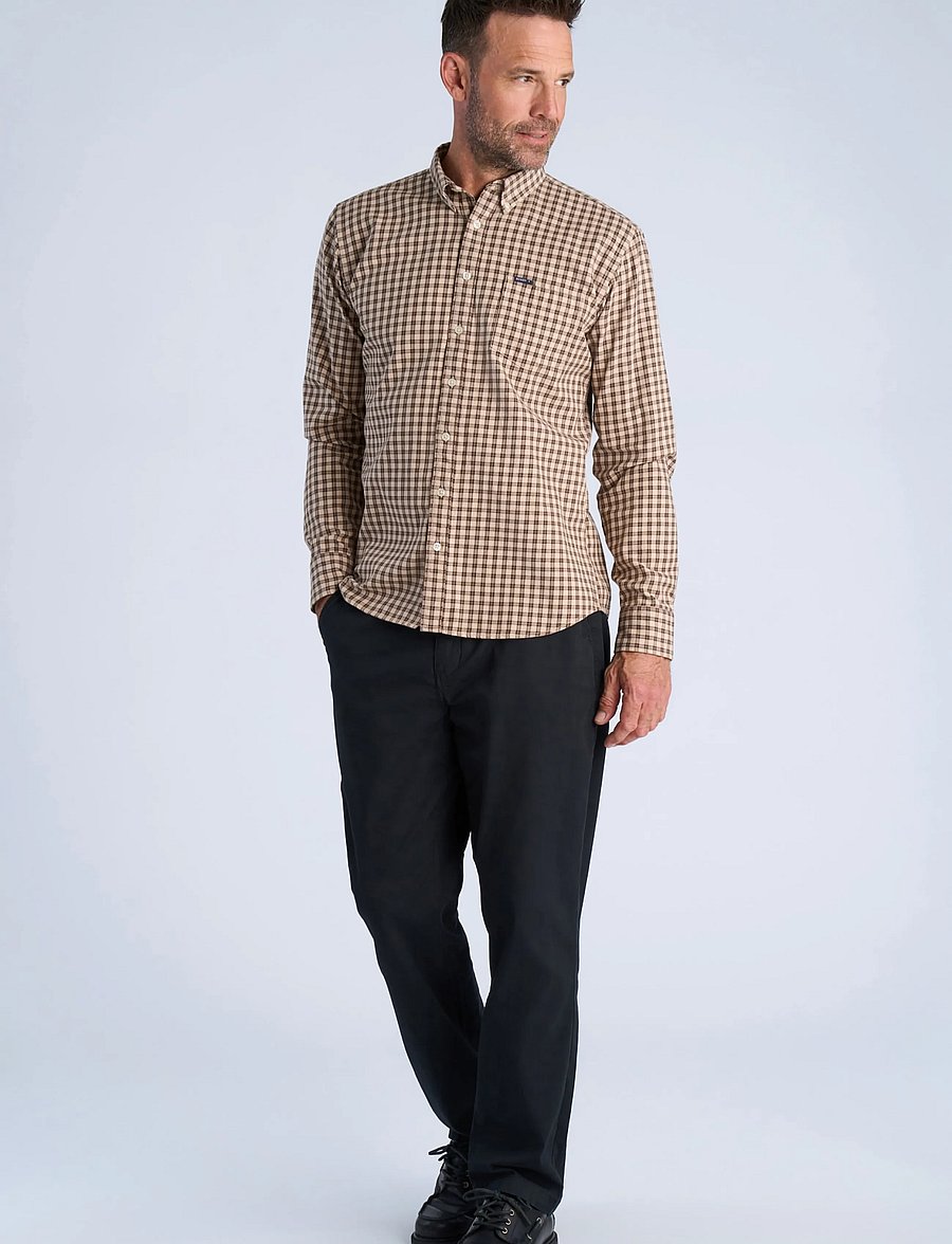 Bison - Checked shirt L/S - camel - 3