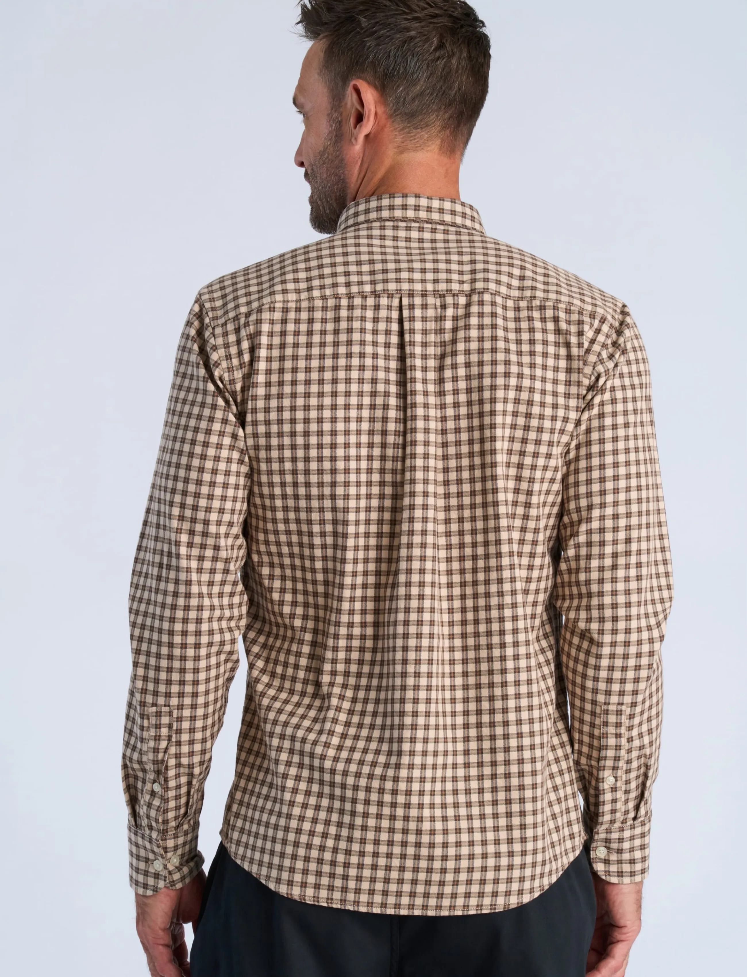 Bison - Checked shirt L/S - camel - 4