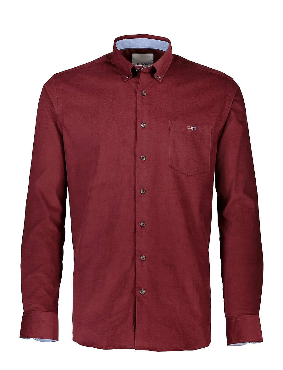Bison - Fine corduroy shirt L/S - fløjlsskjorter - bordeaux - 1