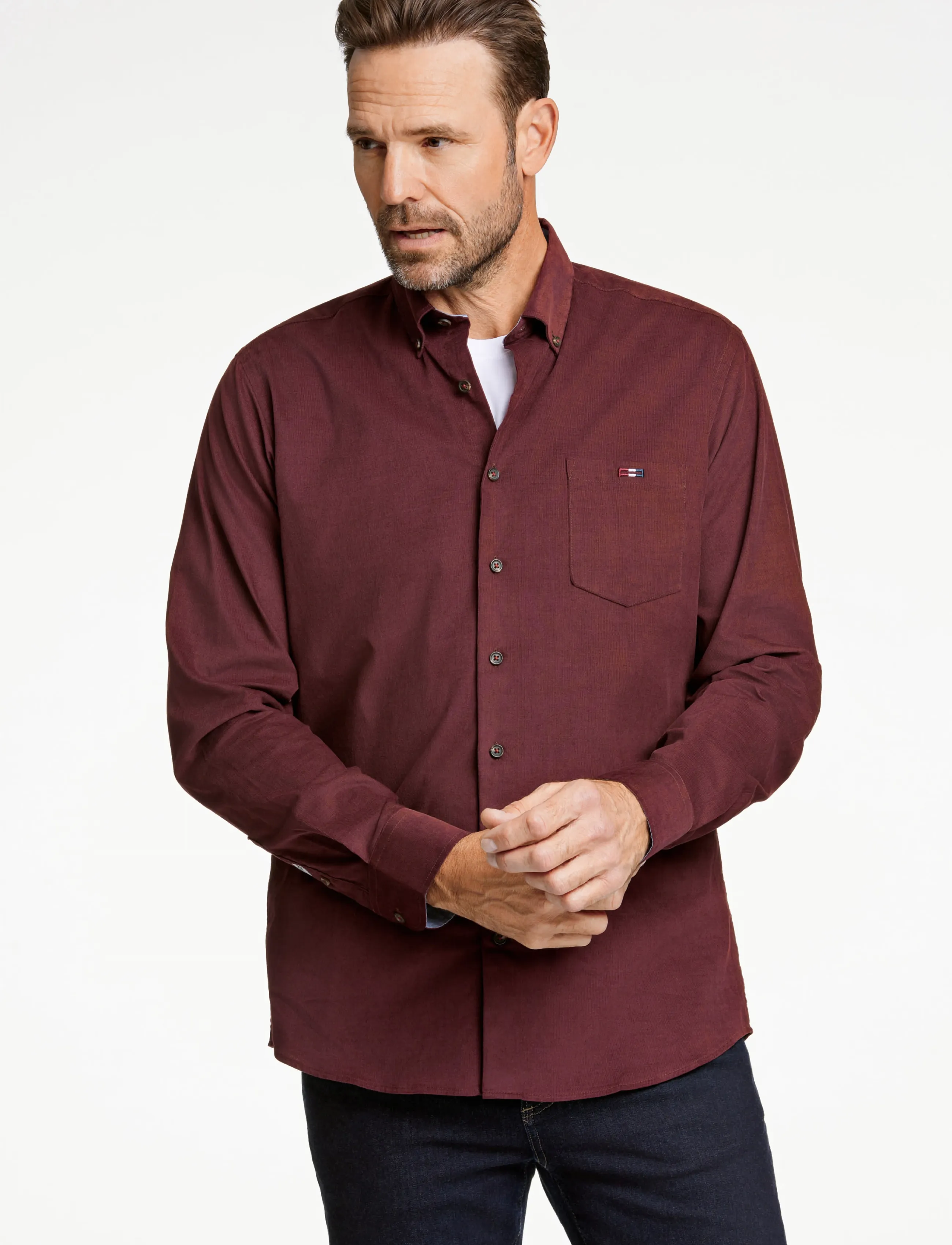 Bison Fine corduroy shirt L/S - Skjorter - BORDEAUX / burgundy