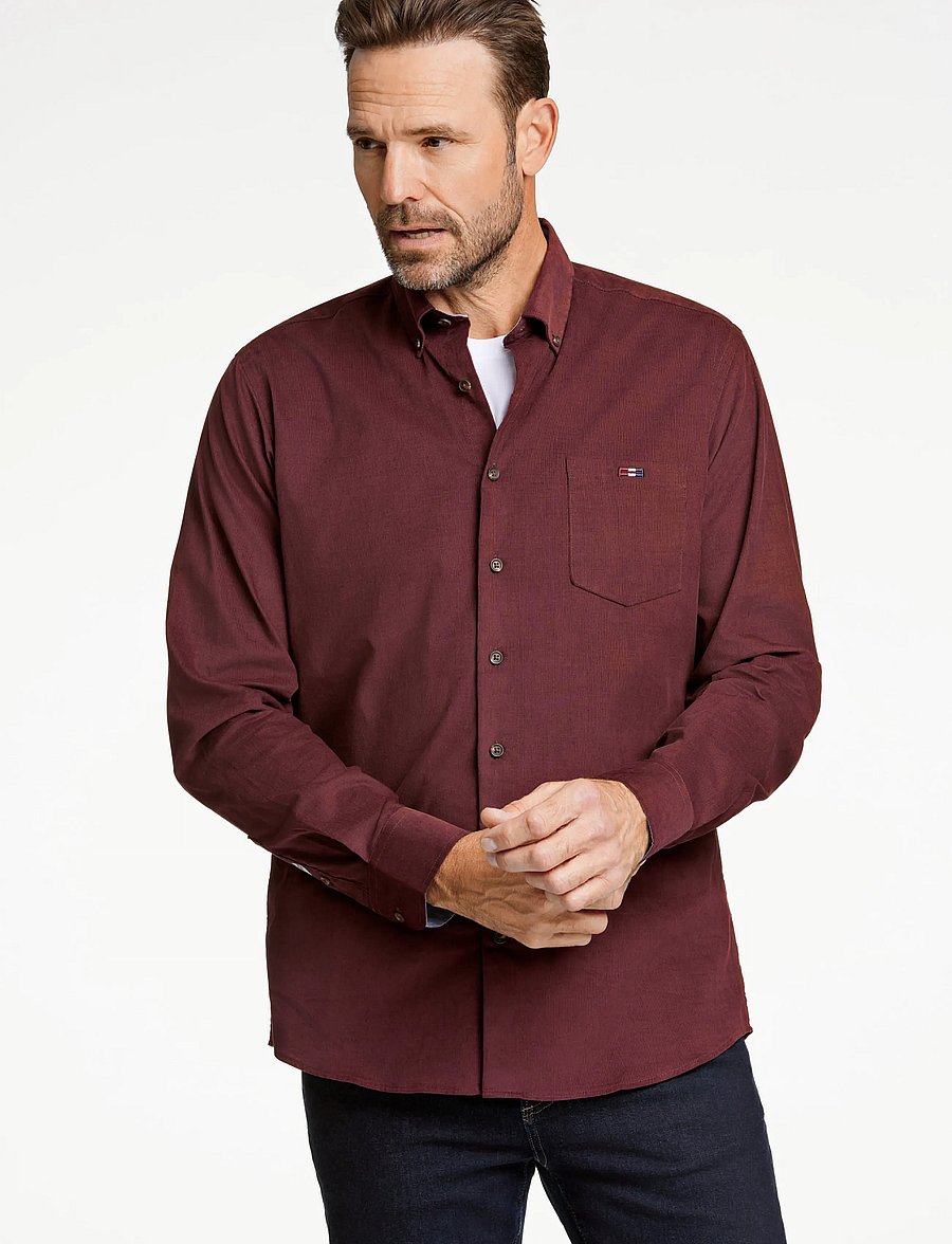 Bison - Fine corduroy shirt L/S - fløjlsskjorter - bordeaux - 0