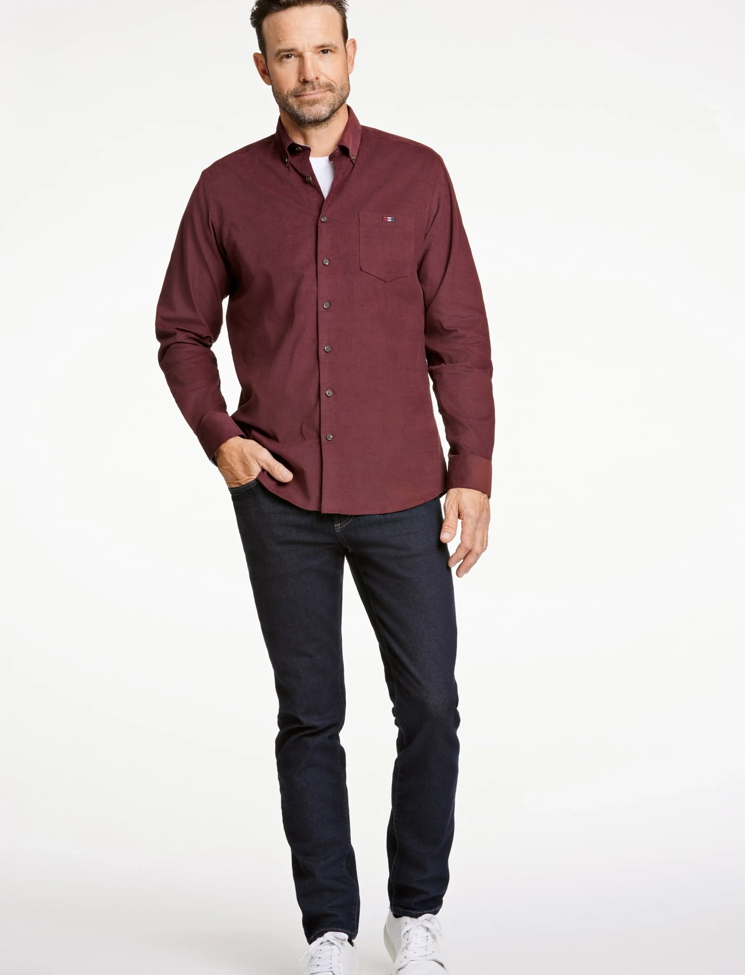 Bison - Fine corduroy shirt L/S - fløjlsskjorter - bordeaux - 4