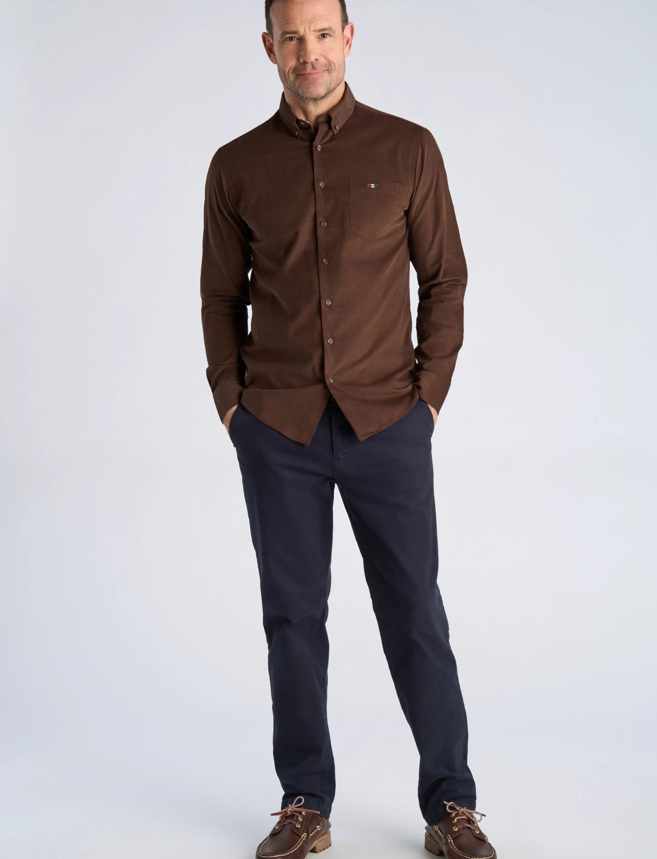 Bison - Fine corduroy shirt L/S - fløjlsskjorter - dk brown - 3