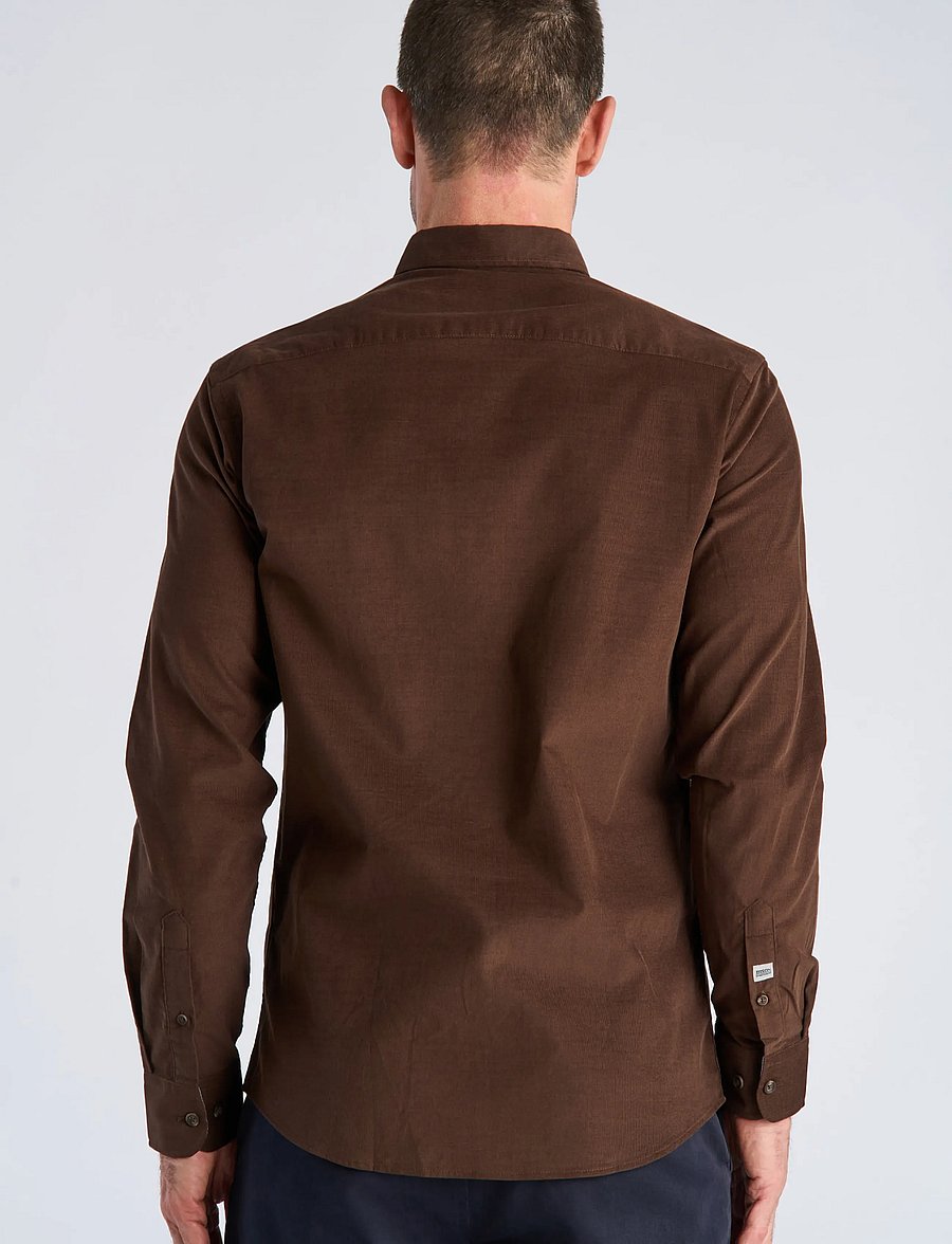 Bison - Fine corduroy shirt L/S - fløjlsskjorter - dk brown - 4
