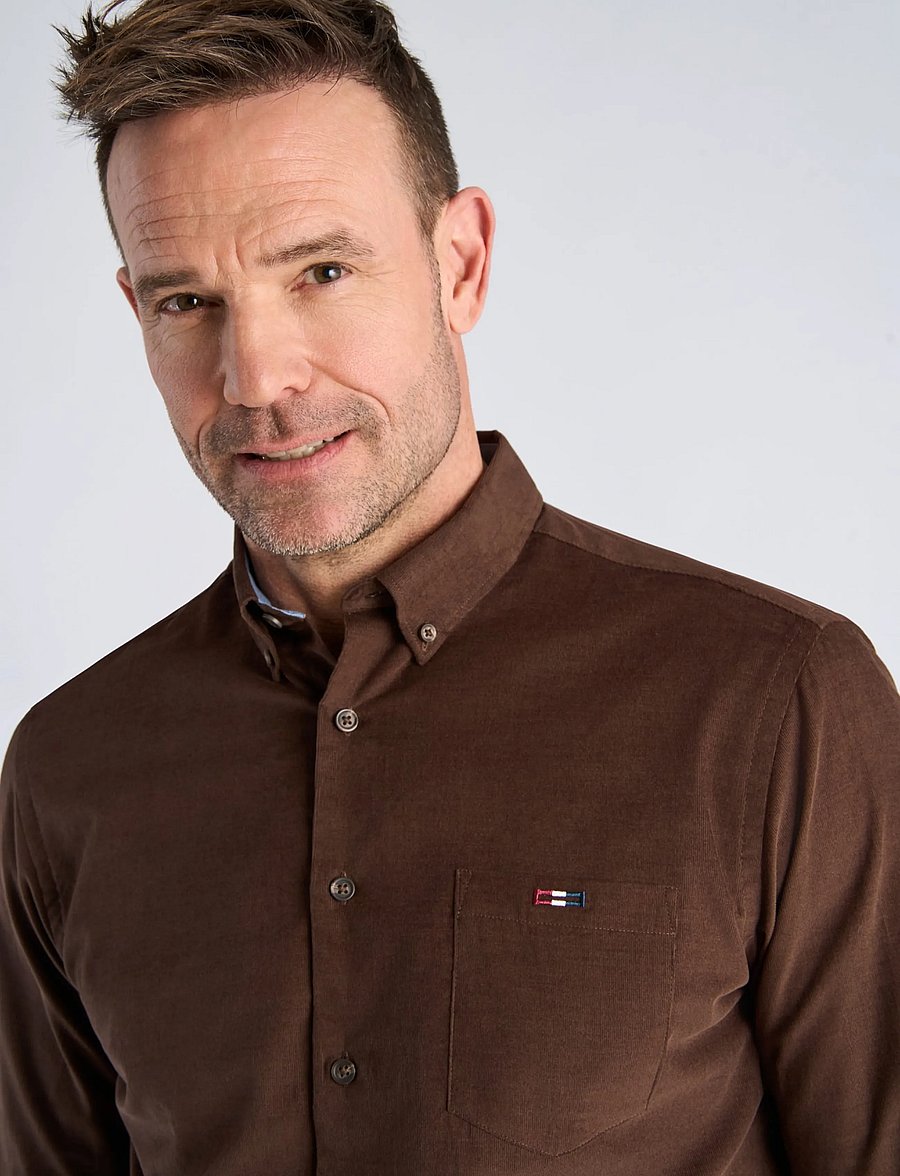 Bison - Fine corduroy shirt L/S - fløjlsskjorter - dk brown - 5