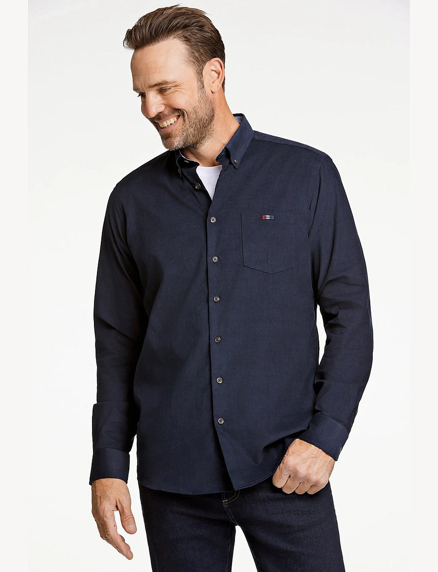 Bison - Fine corduroy shirt L/S - manchesterskjortor - navy - 0