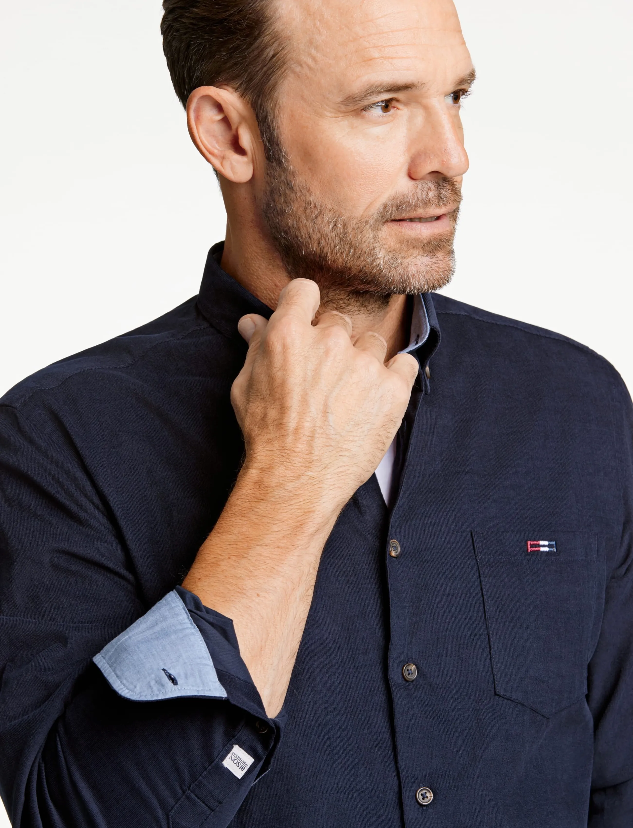 Bison - Fine corduroy shirt L/S - fløjlsskjorter - navy - 5