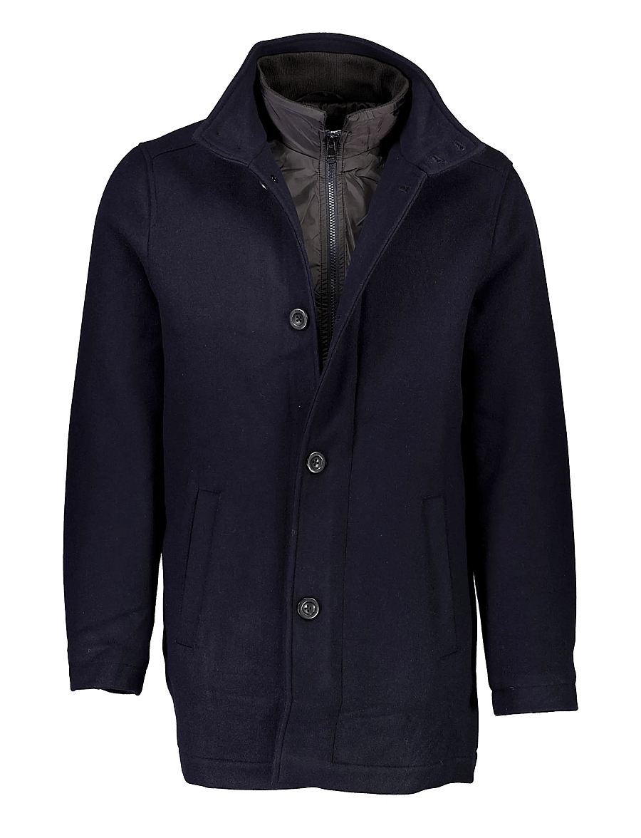 Bison - Relaxed-fit wool car coat - winterjacken - navy - 2
