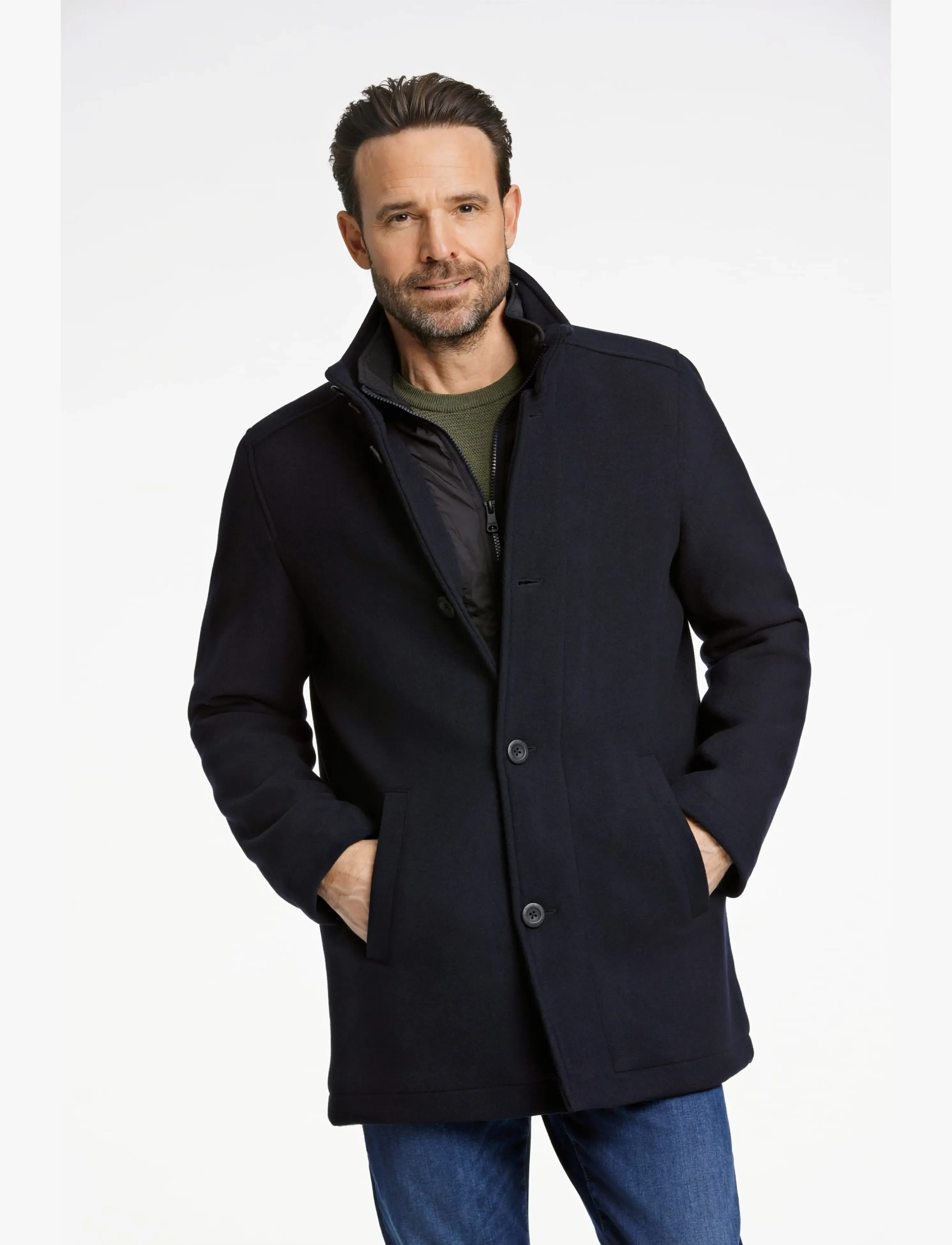 Bison - Relaxed-fit wool car coat - winterjacken - navy - 0