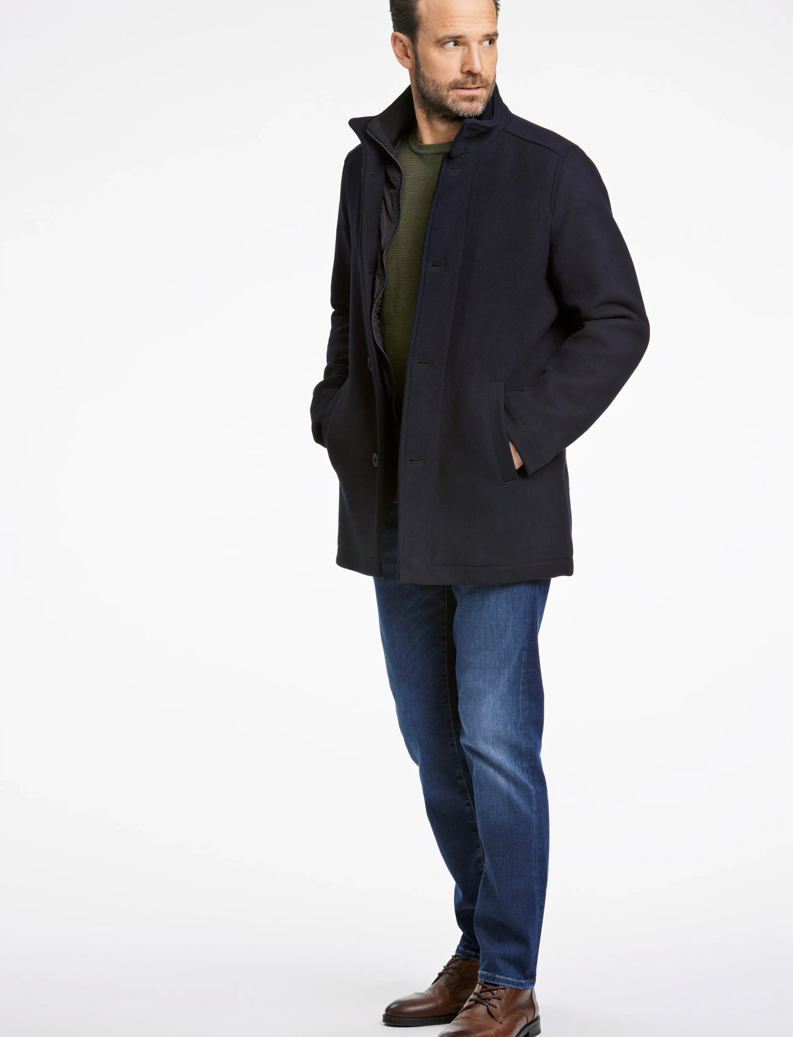 Bison - Relaxed-fit wool car coat - winterjacken - navy - 5
