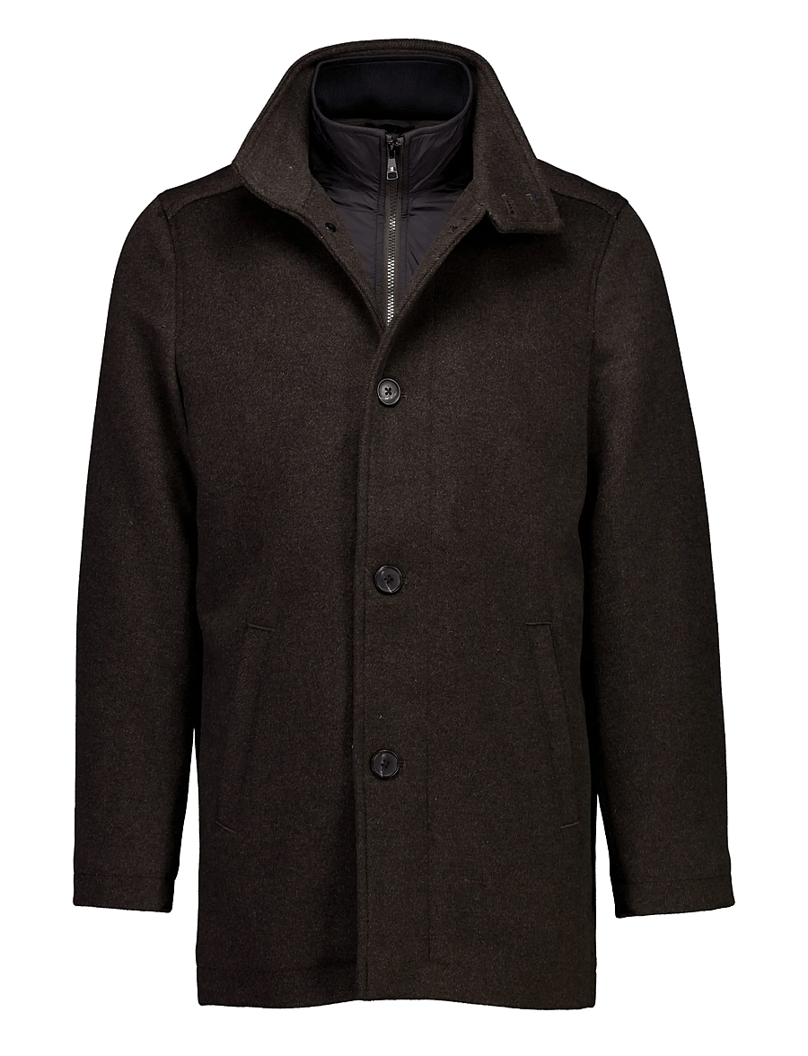 Bison - Relaxed-fit wool car coat - winterjacken - brown - 2