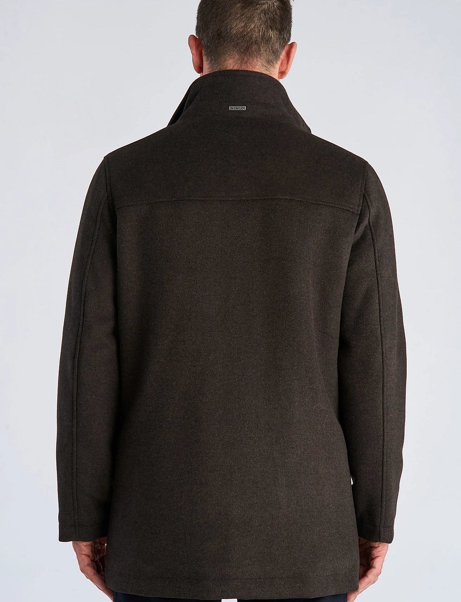 Bison - Relaxed-fit wool car coat - winterjacken - brown - 5