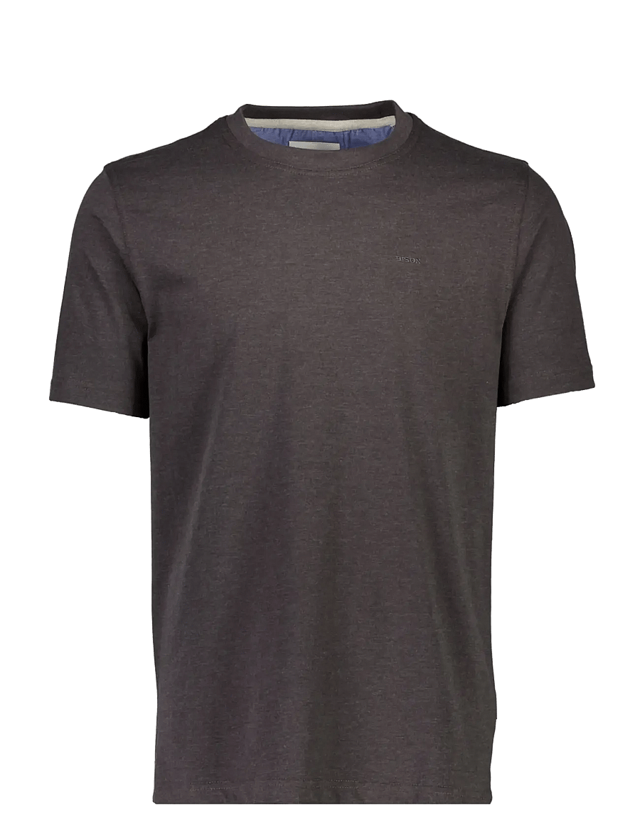 Bison - Basic o-neck tee with small BISON logo - kortærmede t-shirts - charcoal mel - 1