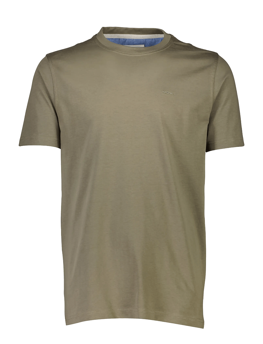 Bison - Basic o-neck tee with small BISON logo - kortærmede t-shirts - dk army - 1