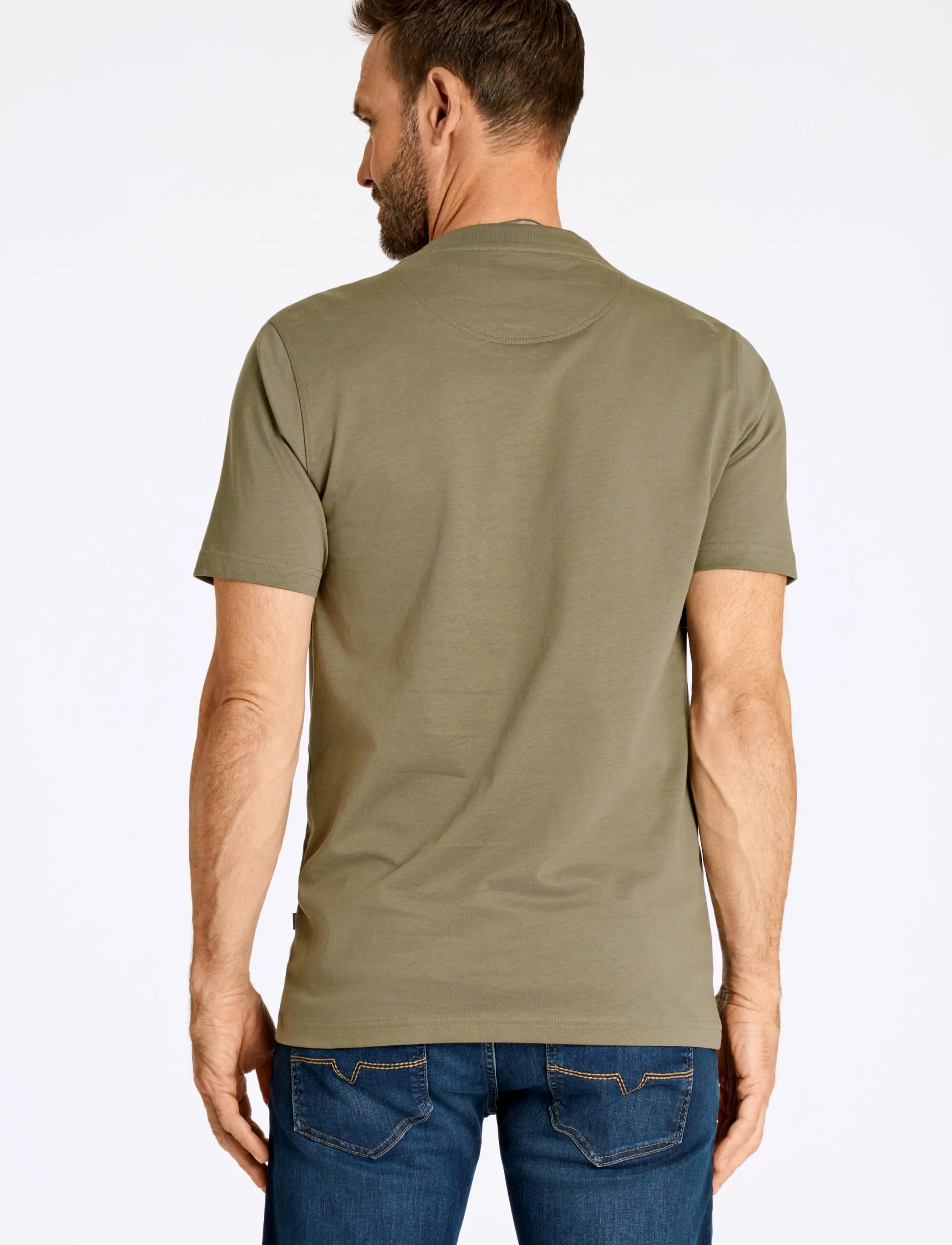 Bison - Basic o-neck tee with small BISON logo - kortærmede t-shirts - dk army - 4