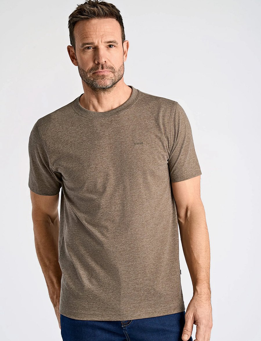 Bison - Basic o-neck tee with small BISON logo - kortærmede t-shirts - stone - 0