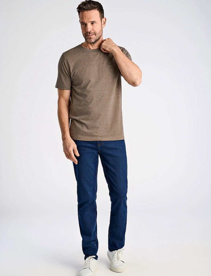 Bison - Basic o-neck tee with small BISON logo - kortærmede t-shirts - stone - 3