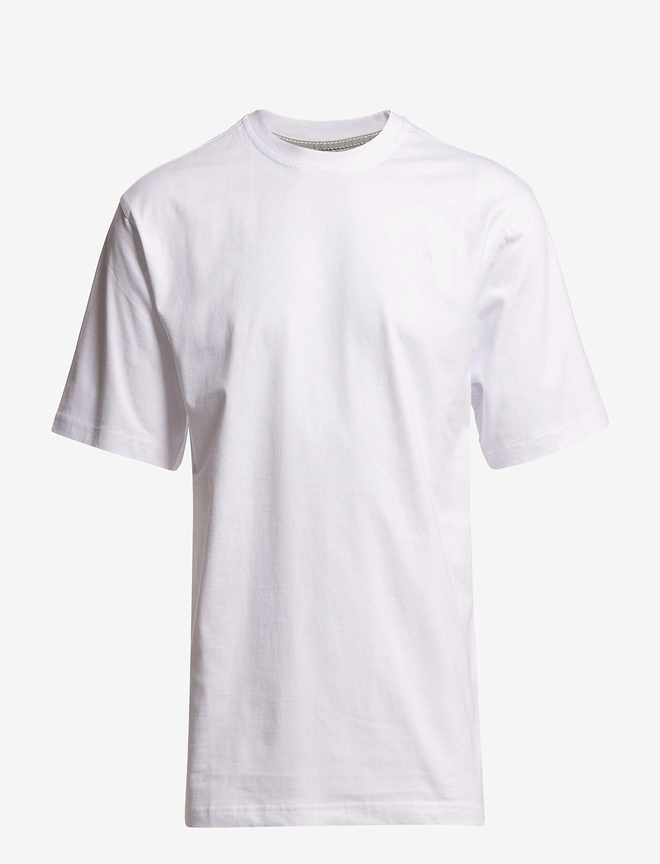 Bison - Basic o-neck tee with small BISON logo - kortärmade t-shirts - white - 2