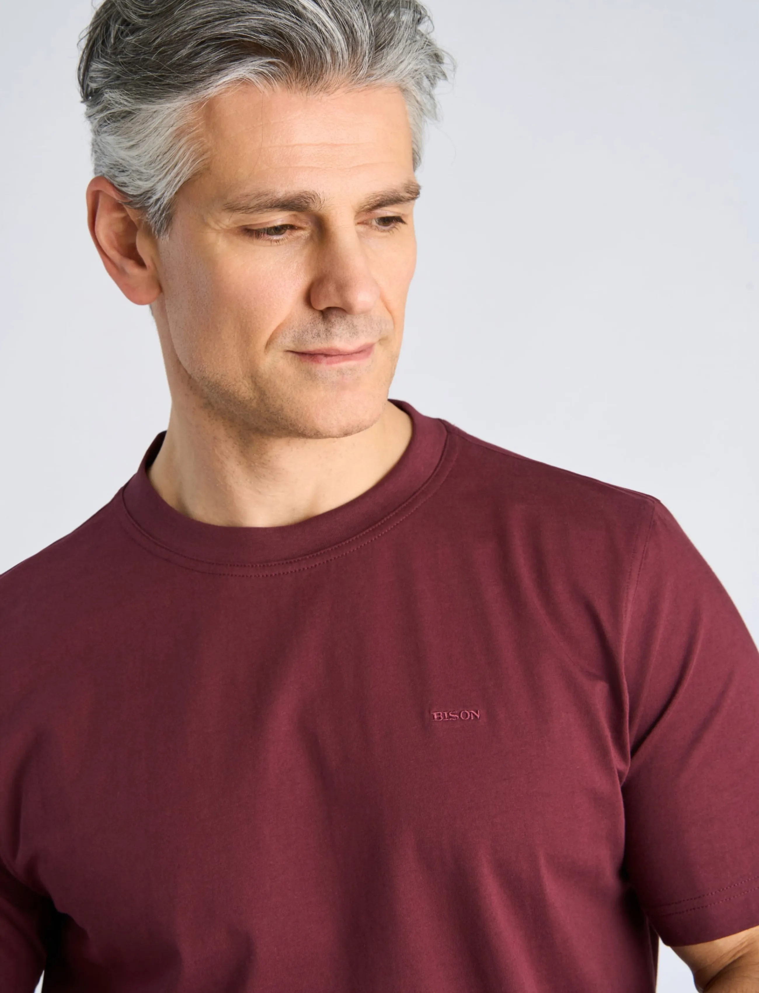 Bison - Basic o-neck tee with small BISON logo - kortærmede t-shirts - wine - 5
