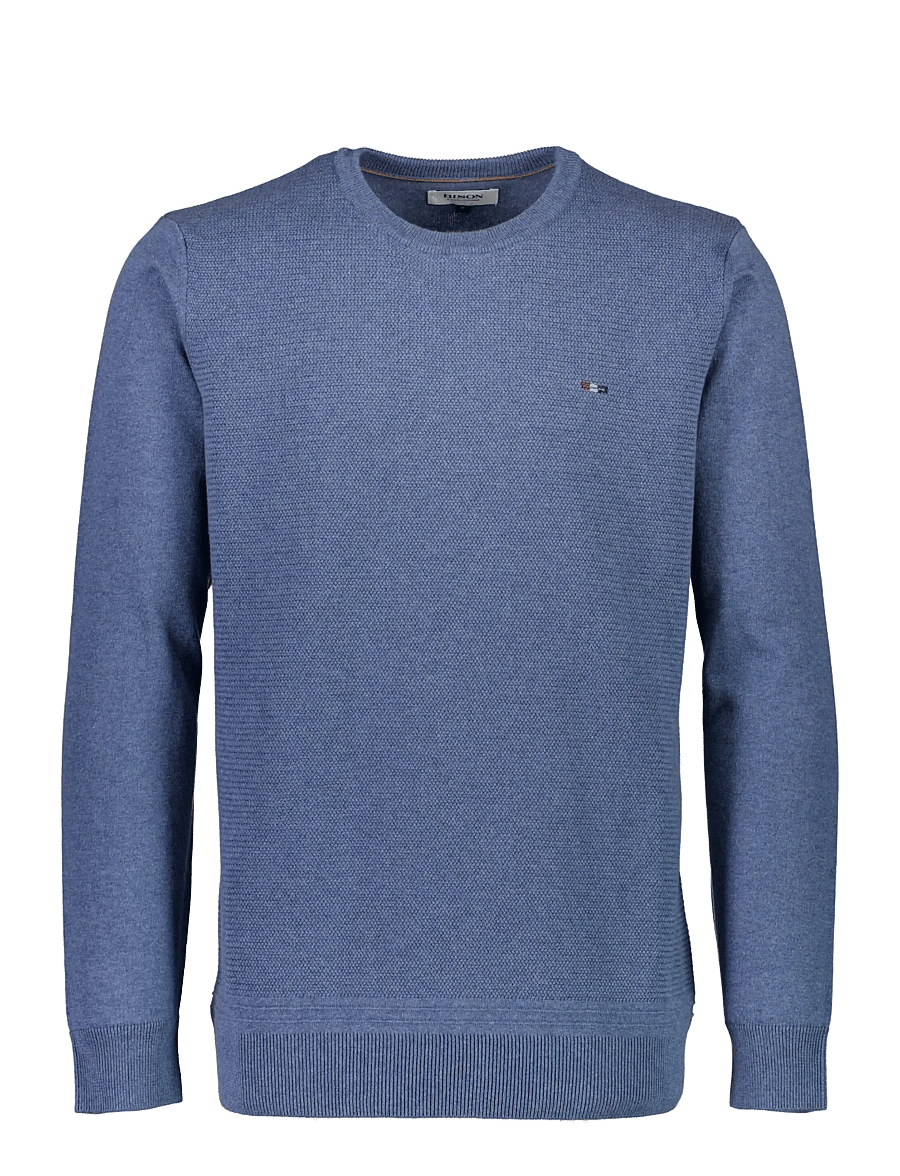 Bison - Structured o-neck knit - Ümara kaelusega - dk blue mel - 1