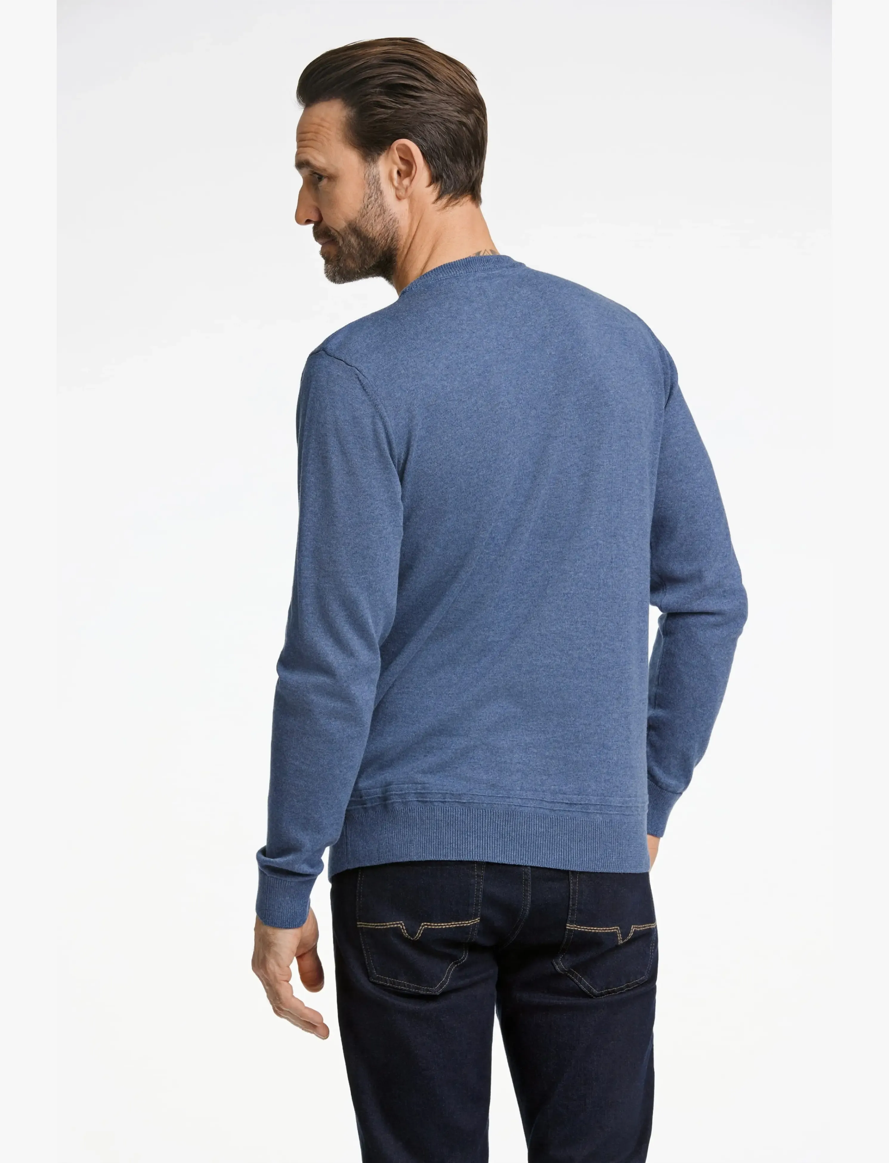 Bison - Structured o-neck knit - Ümara kaelusega - dk blue mel - 3
