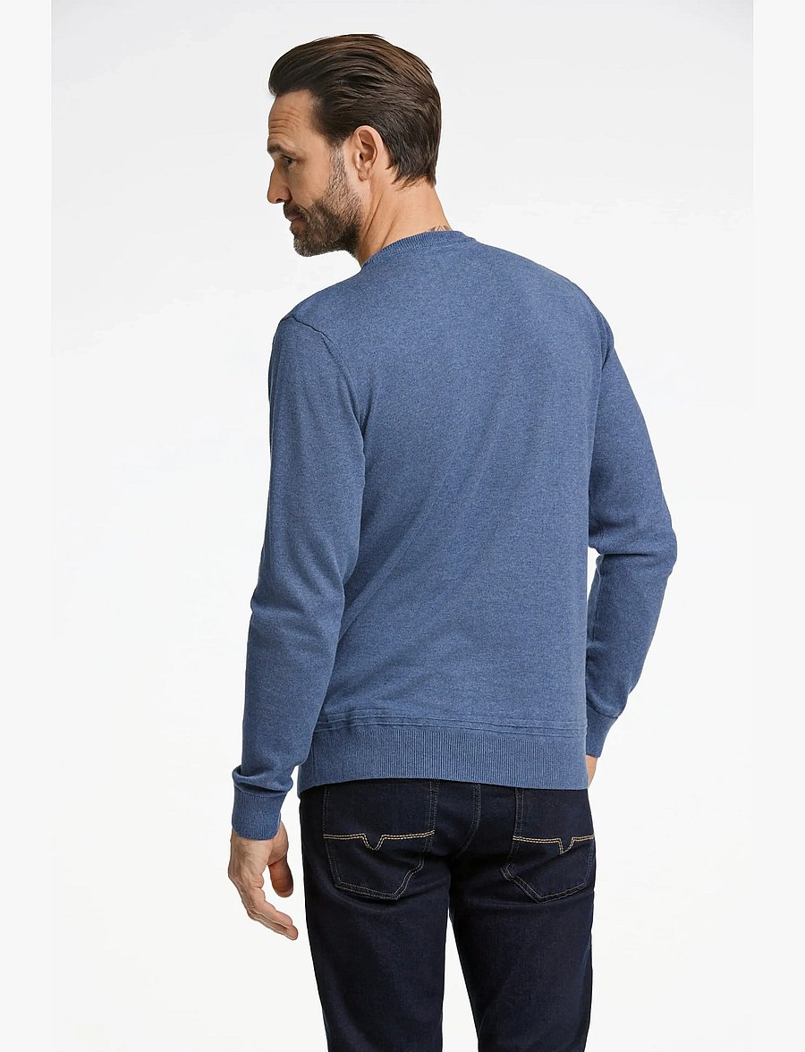 Bison - Structured o-neck knit - Ümara kaelusega - dk blue mel - 3