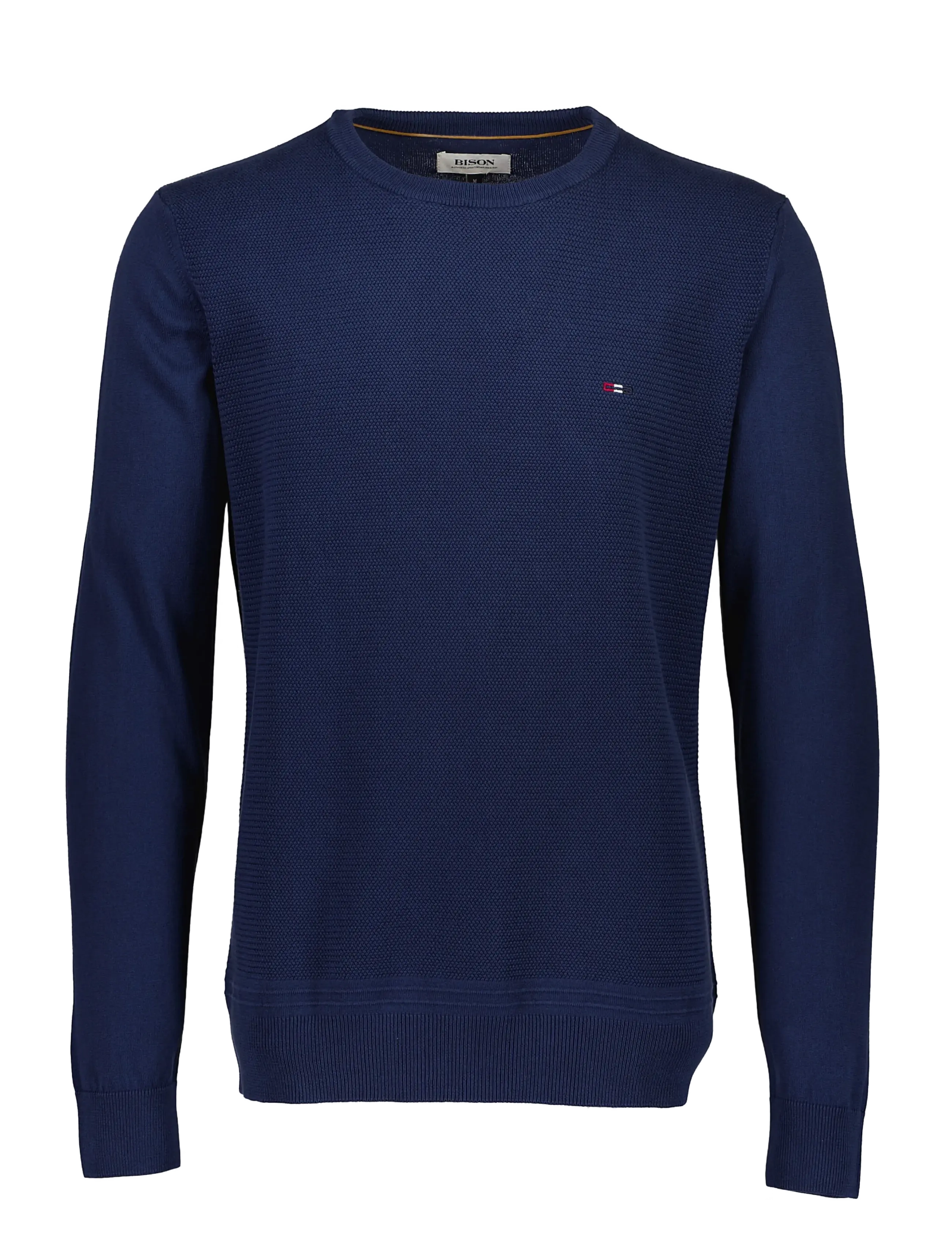Bison Structured o-neck knit - Strickmode - DK NAVY / navy