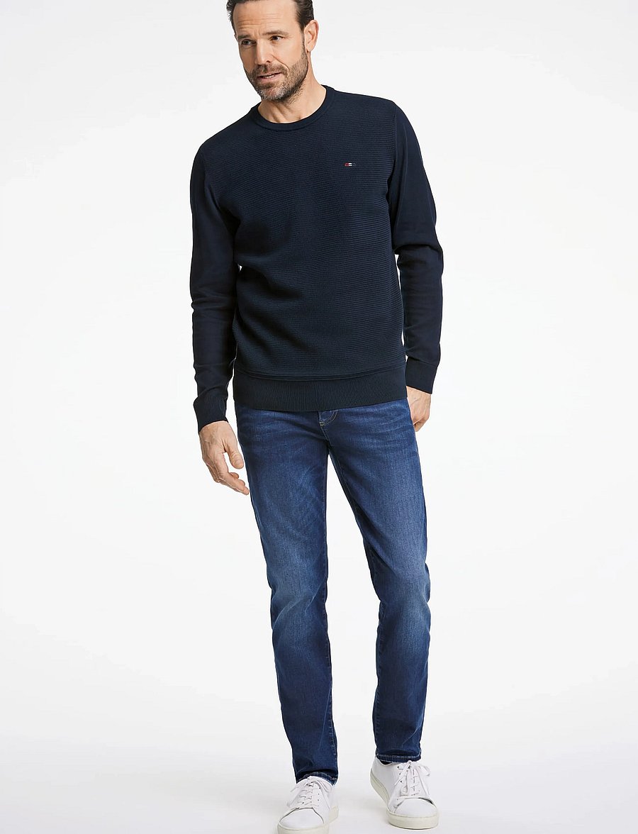 Bison - Structured o-neck knit - rundhals - dk navy - 3