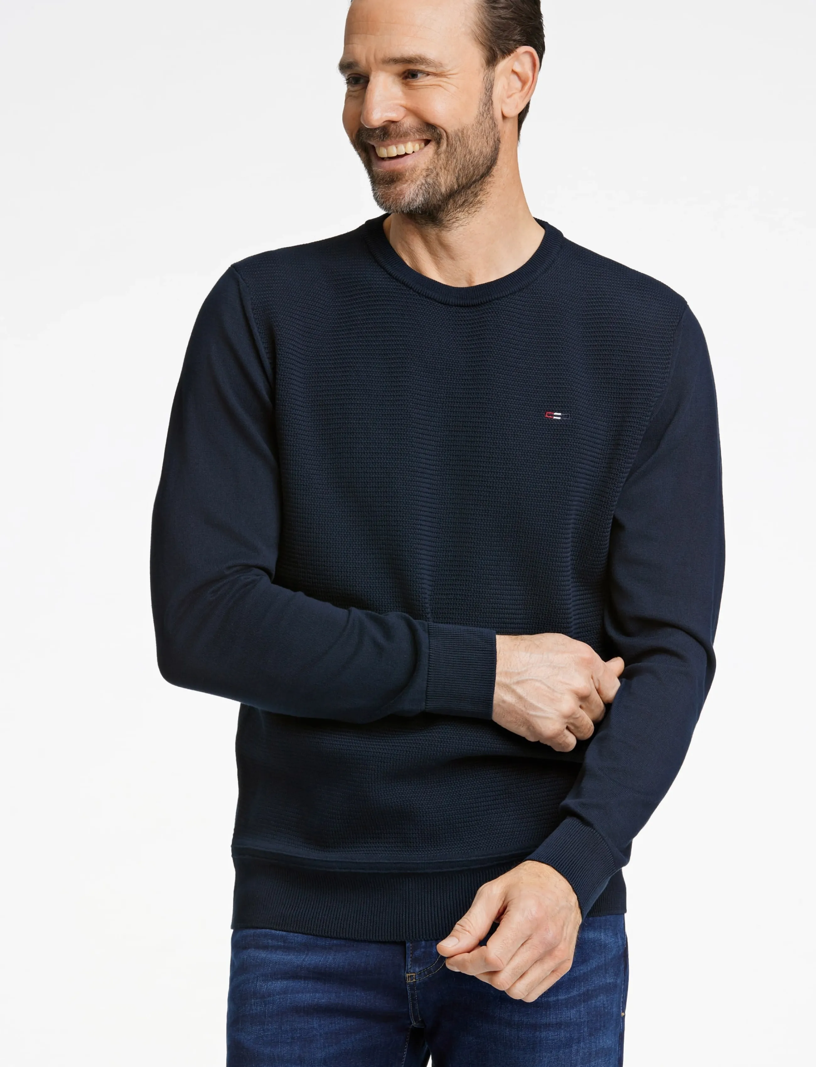 Bison - Structured o-neck knit - rundhals - dk navy - 5