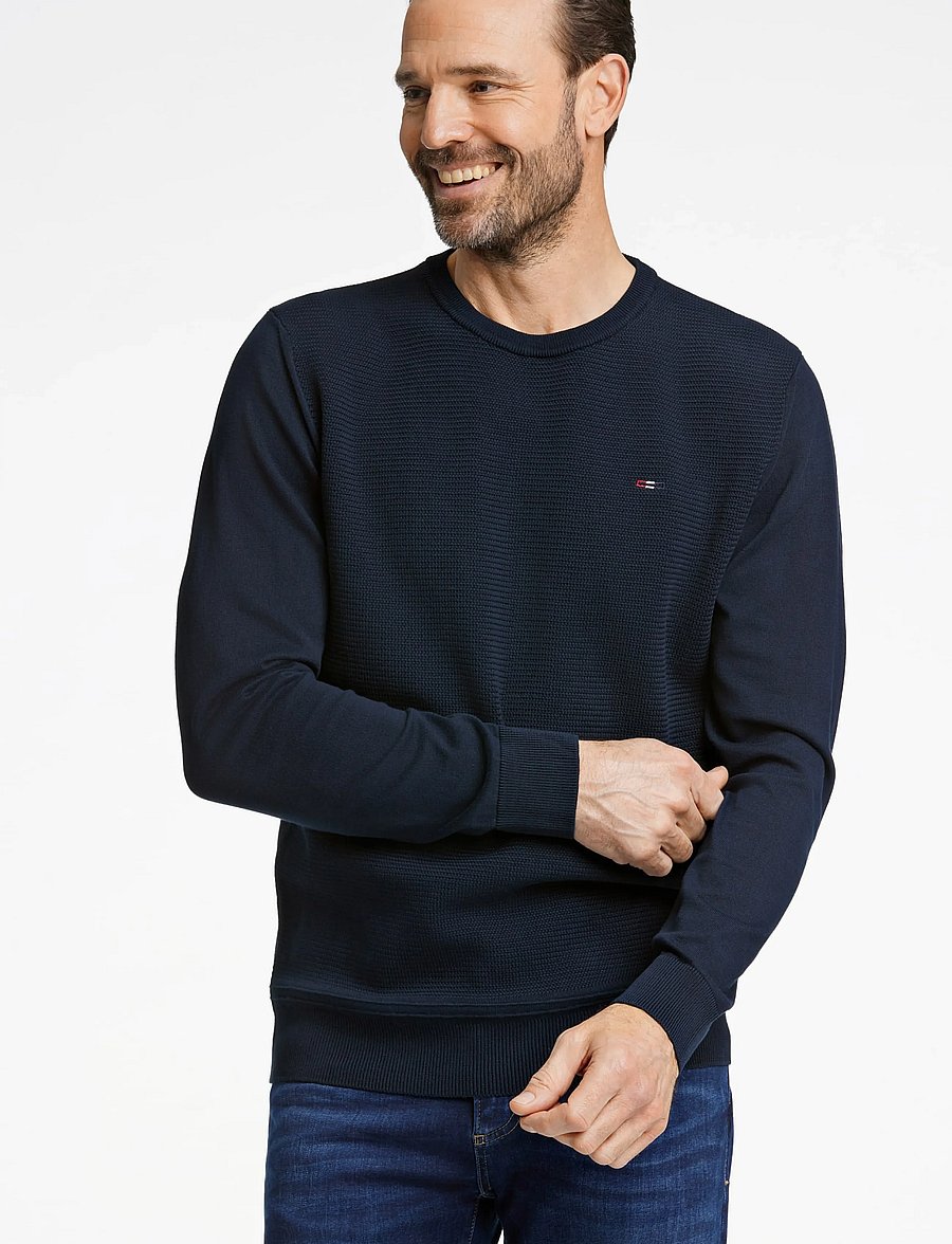 Bison - Structured o-neck knit - rundhals - dk navy - 5