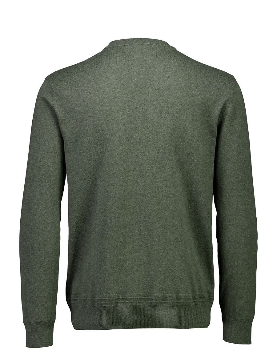 Bison - Structured o-neck knit - rundhals - dk olive mel - 2