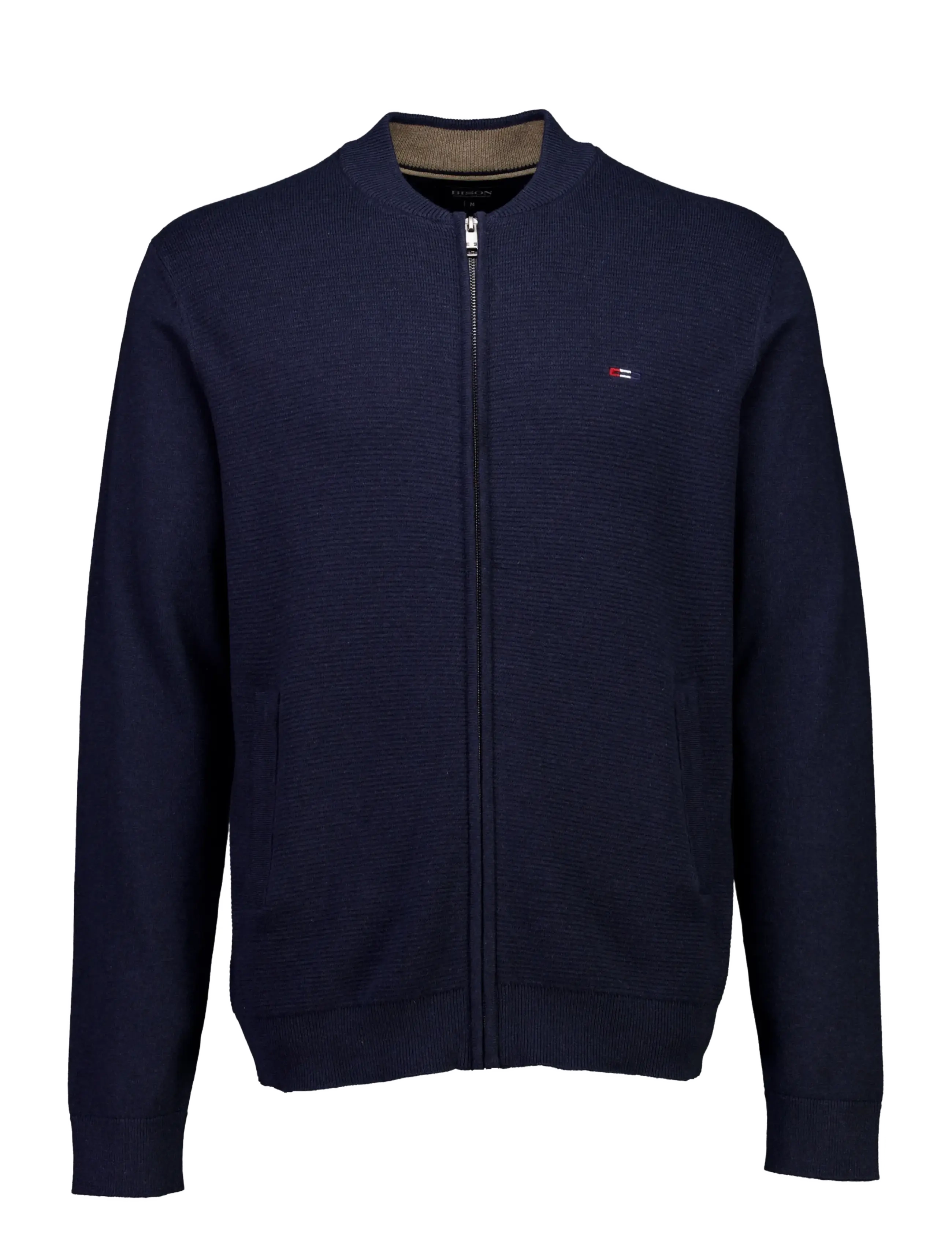 Bison Baseball cardigang structure knit - Clothing - NAVY MEL / navy