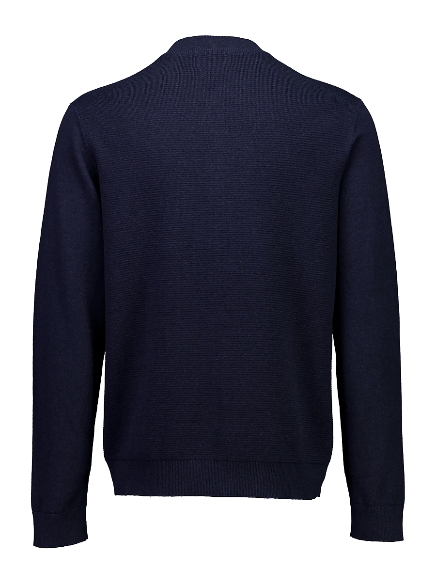 Bison - Baseball cardigang structure knit - strickjacken - navy mel - 2