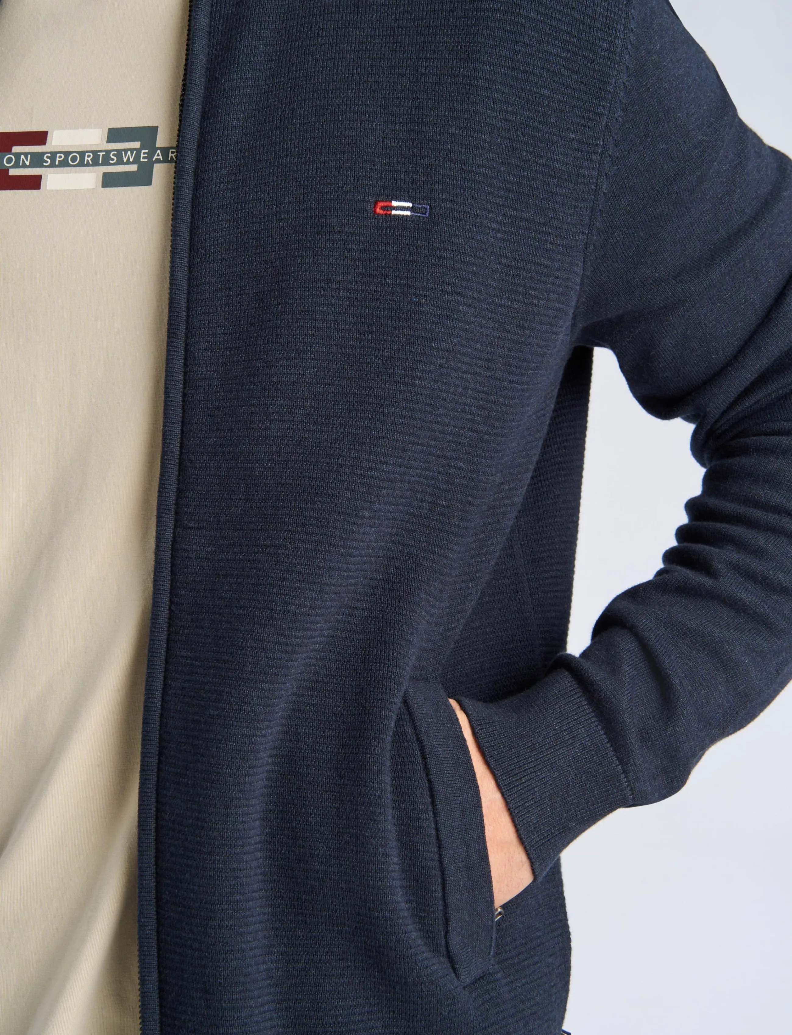 Bison - Baseball cardigang structure knit - strickjacken - navy mel - 5