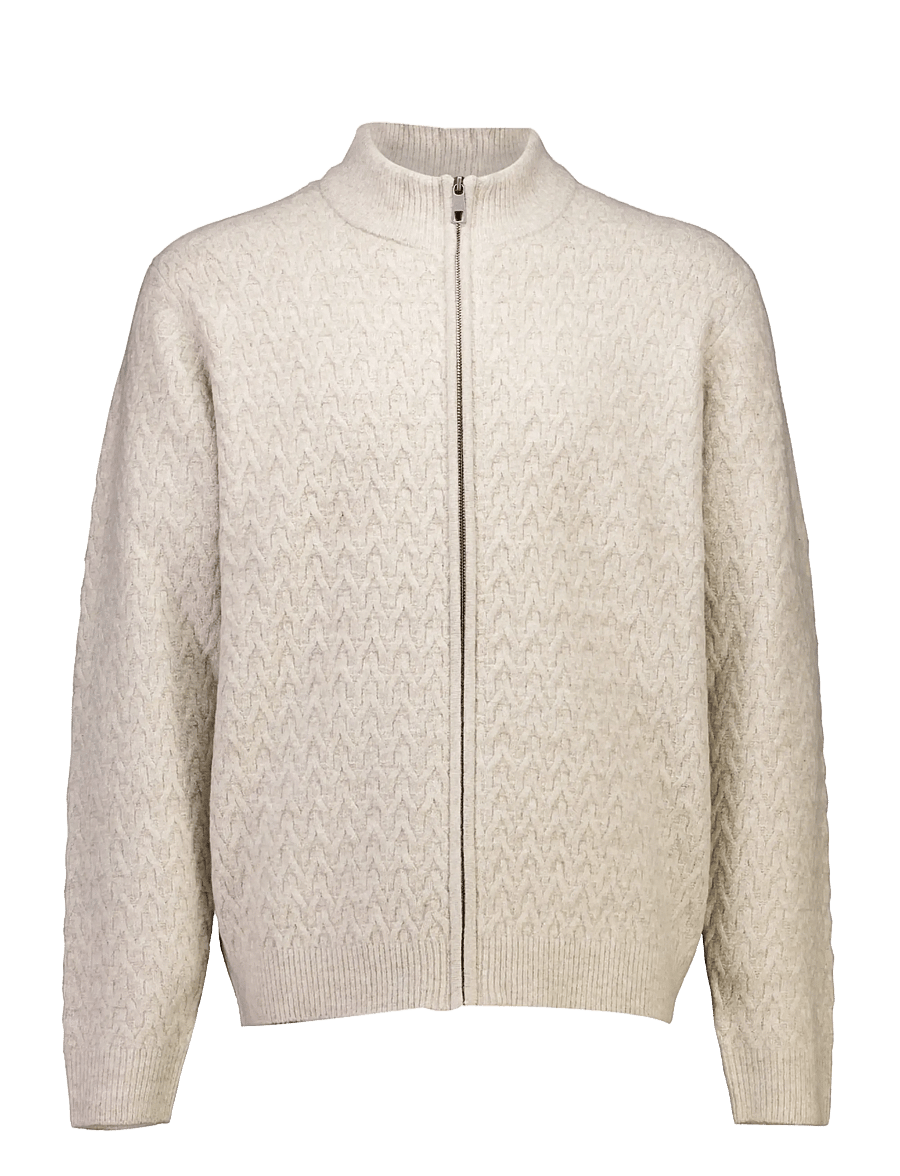 Bison - Structure cardigan knit - strickjacken - sand mel - 1