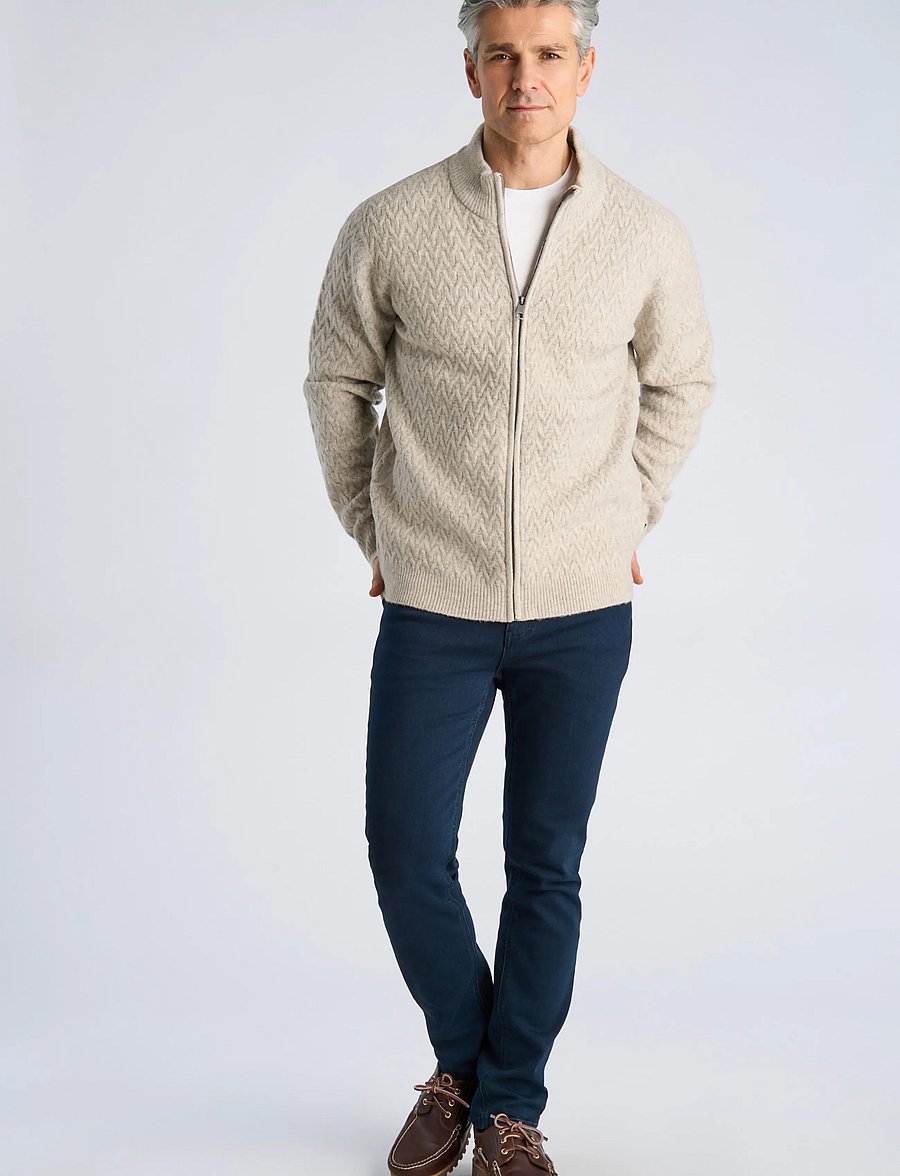 Bison - Structure cardigan knit - strickjacken - sand mel - 3