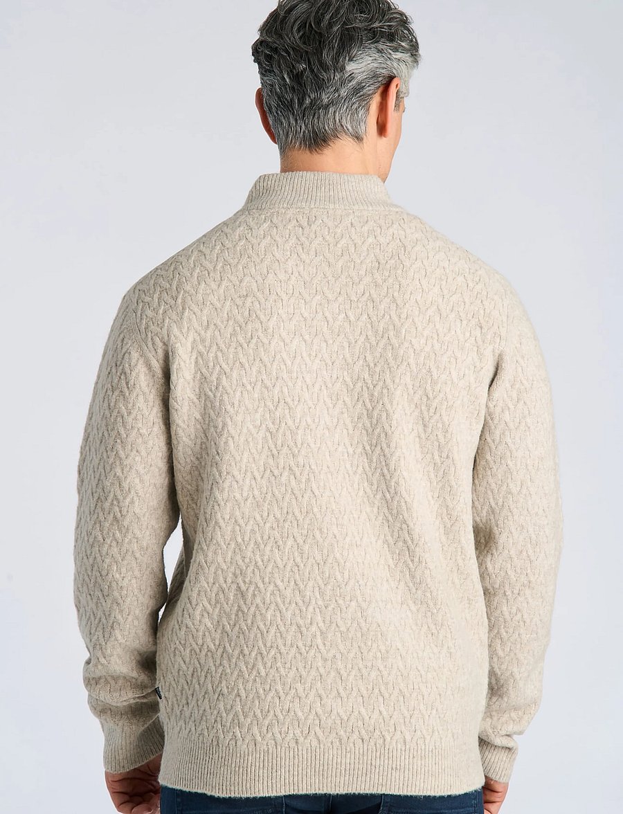 Bison - Structure cardigan knit - strickjacken - sand mel - 4