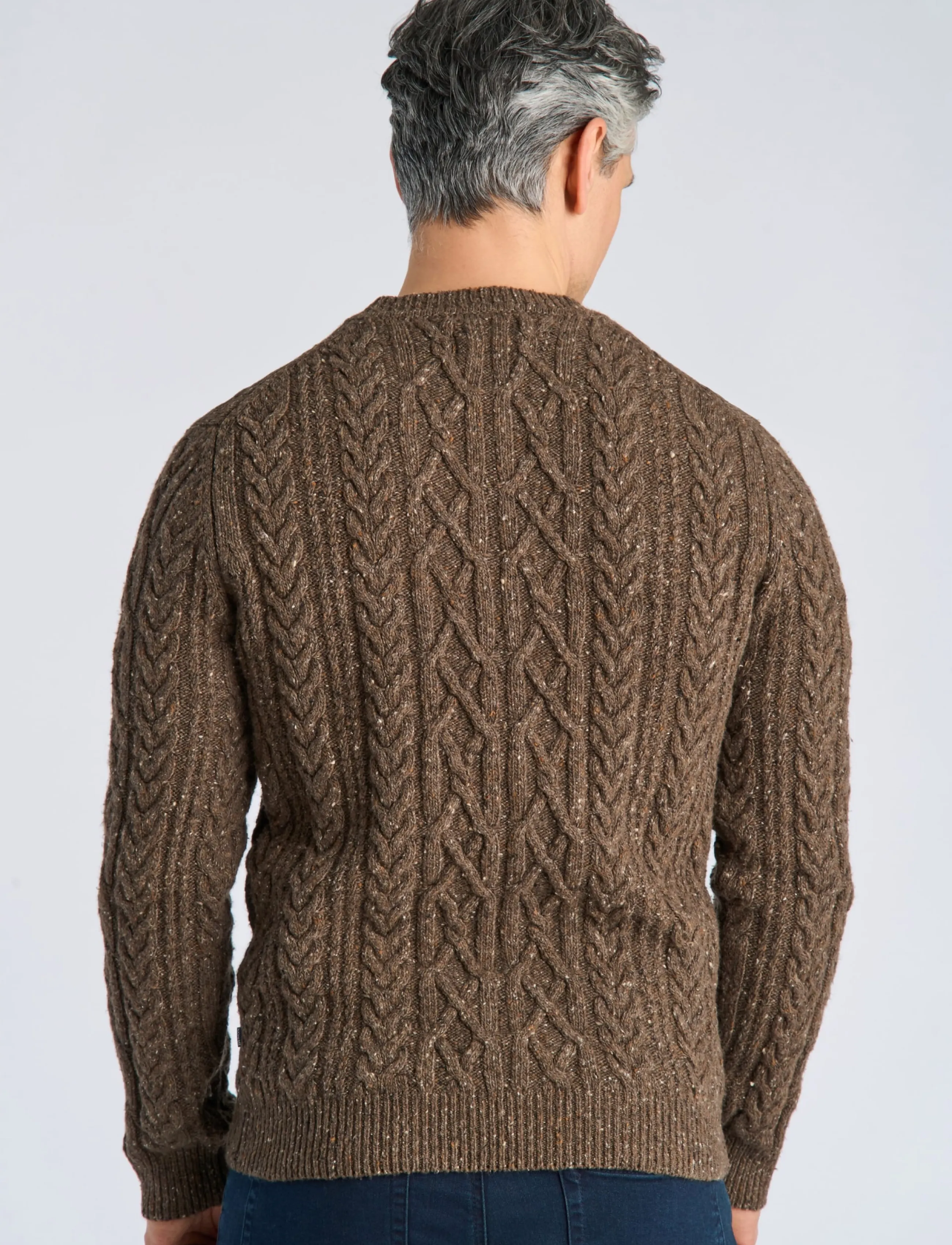 Bison O-Neck Cable Knit stickade tröjor herr – bild 3