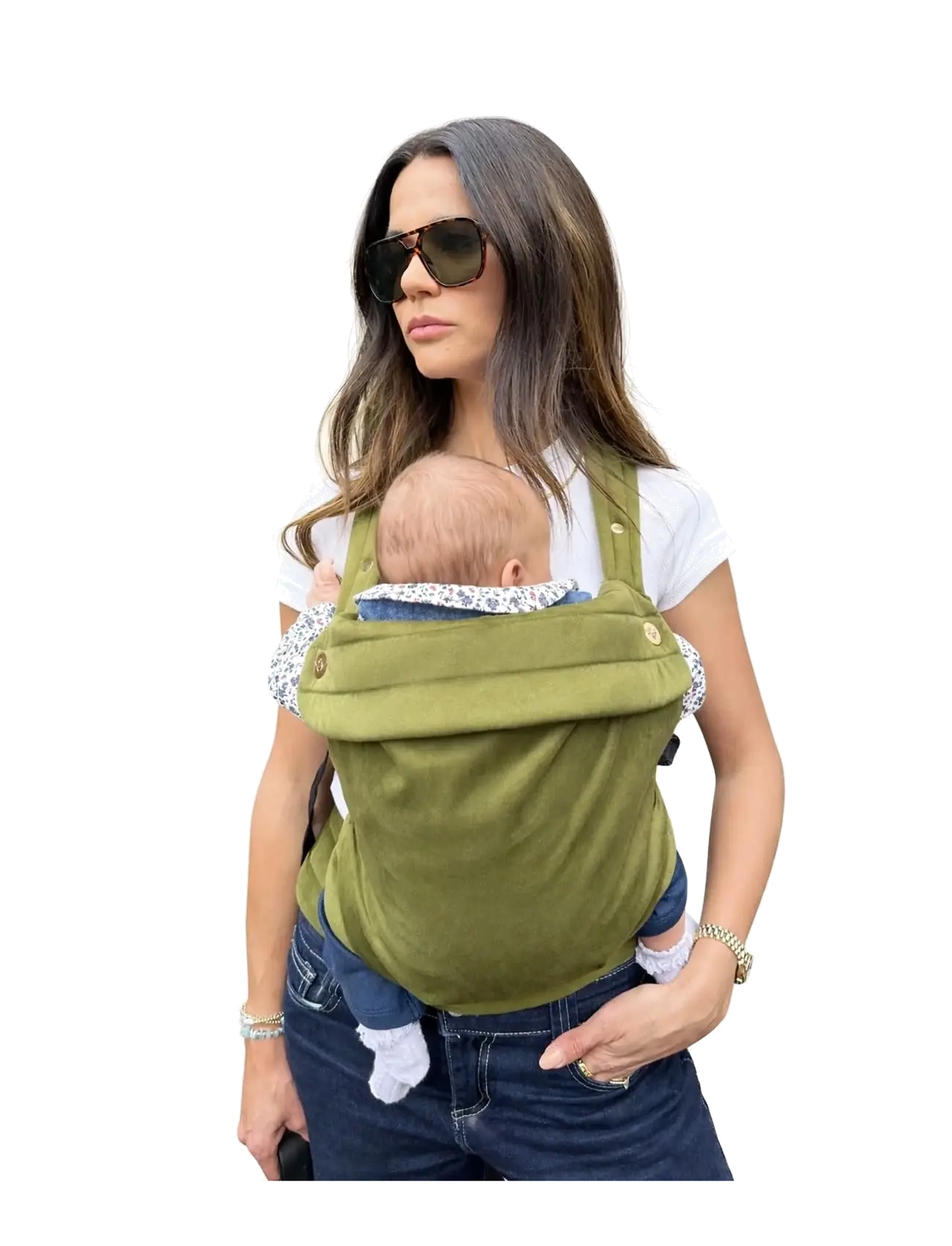 Bizzi Growin Nomad Velvet Baby Carrier - Kõhukotid ja kandelinad - CEDAR GREEN / green